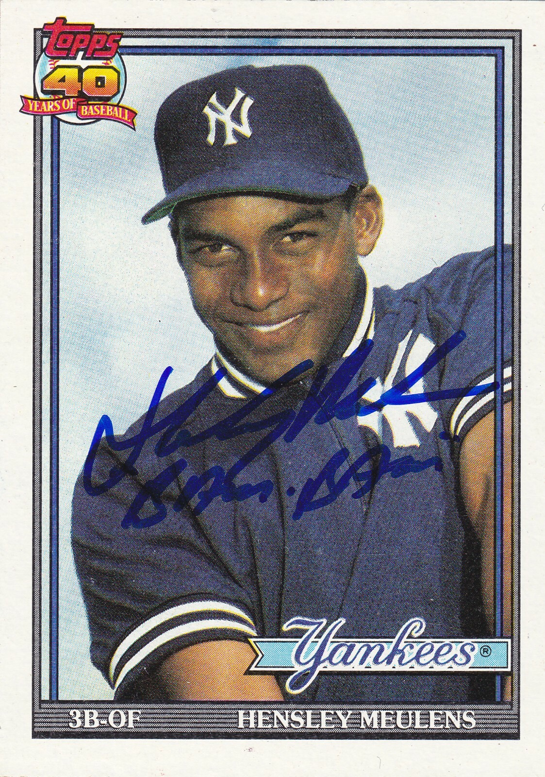 HENSLEY "BAM BAM" MEULENS NEW YORK YANKEES SIGNED TOPPS CARD DIAMONDBACKS EXPOS