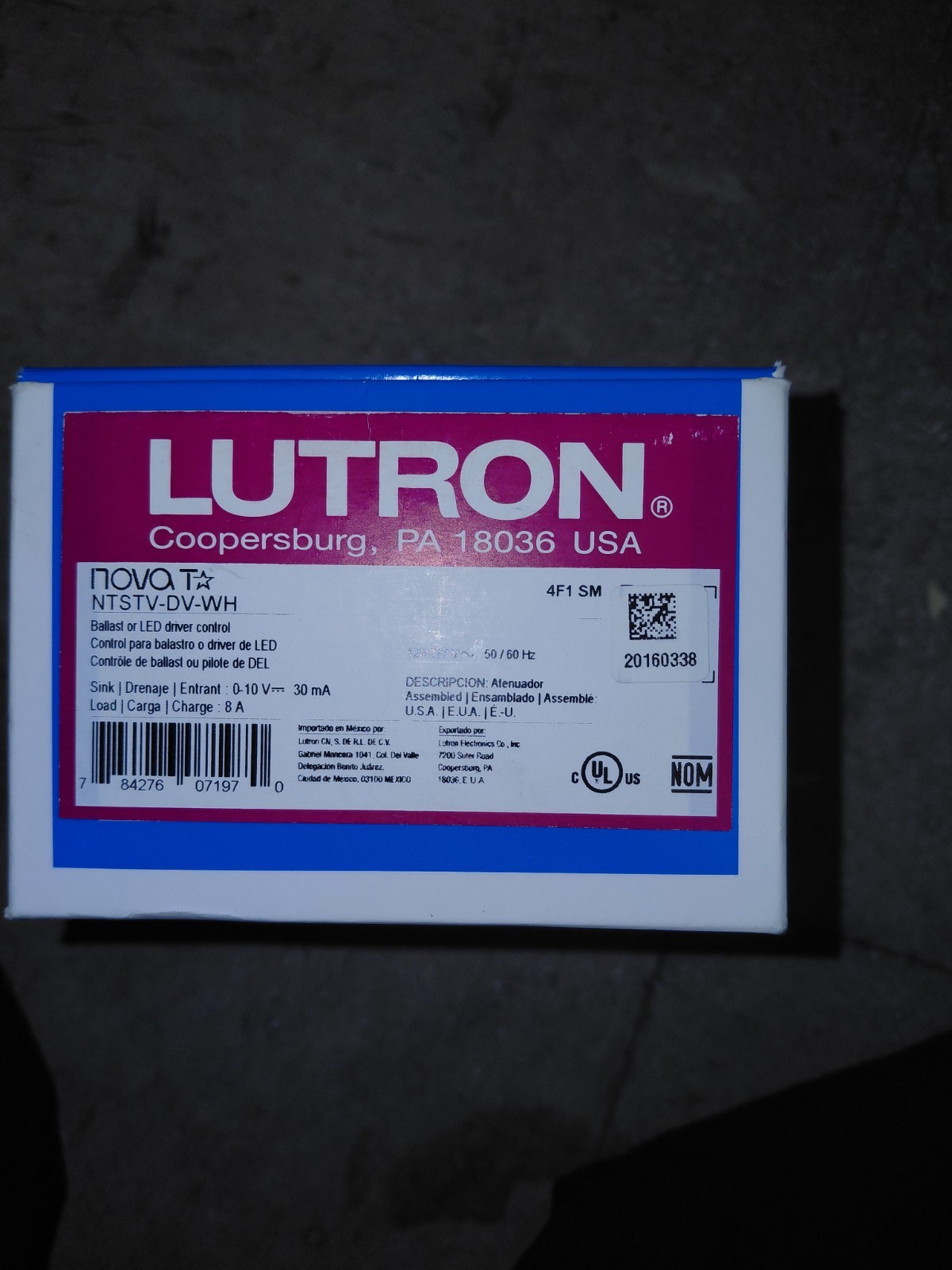 Lutron, Nova, NTSTV-DV-WH, Ballast Or LED Driver Control, 120-277V