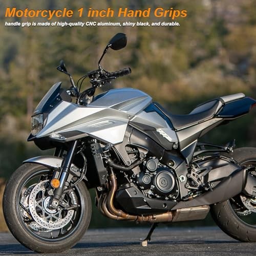 1 Inch Motorcycle Grips for Cable Throttle Handlebars – Fits Style7-Black
