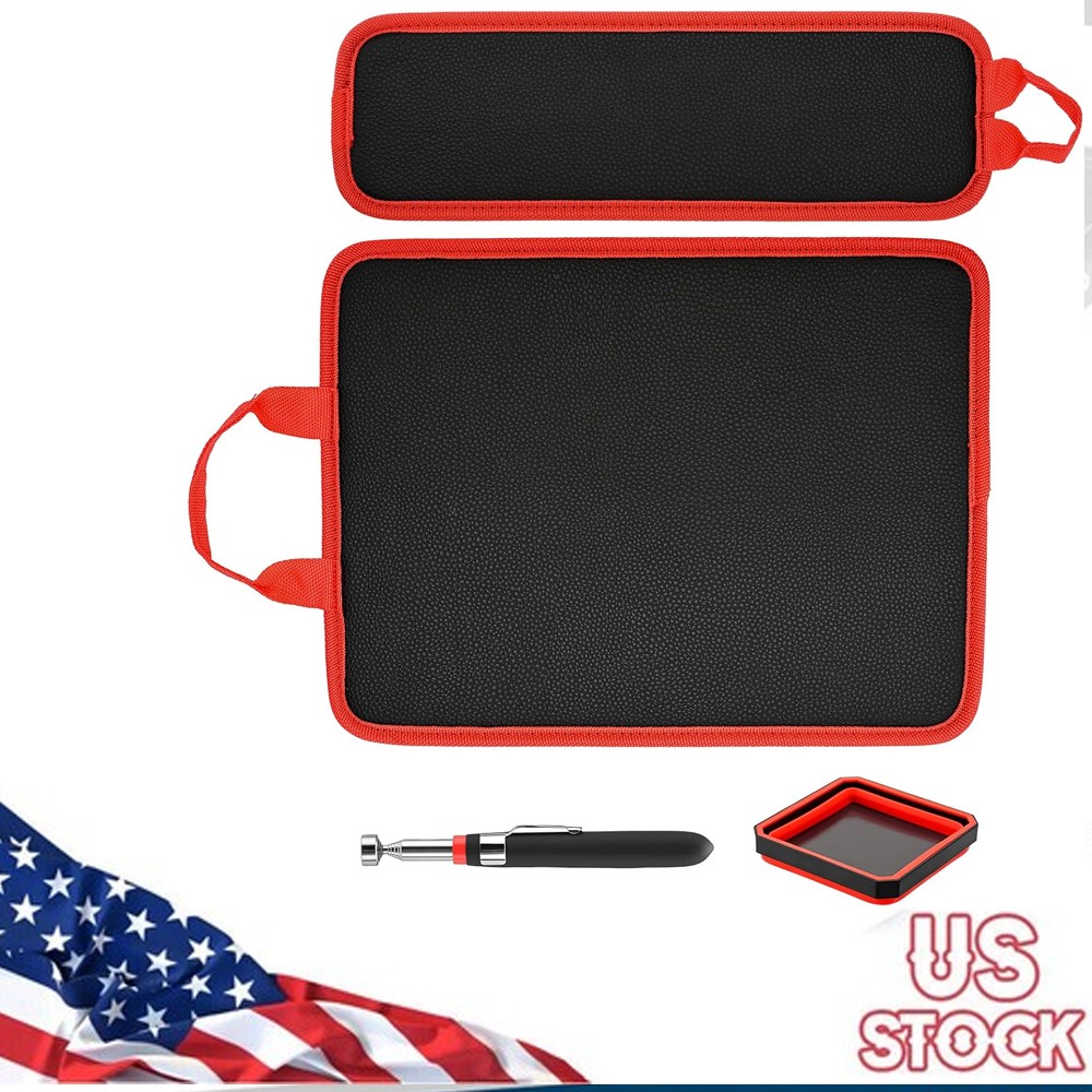 2 Magnetic Tool Mats & 1 Magnetic Parts Trays & 15 lb Telescoping Pickup Pen Red