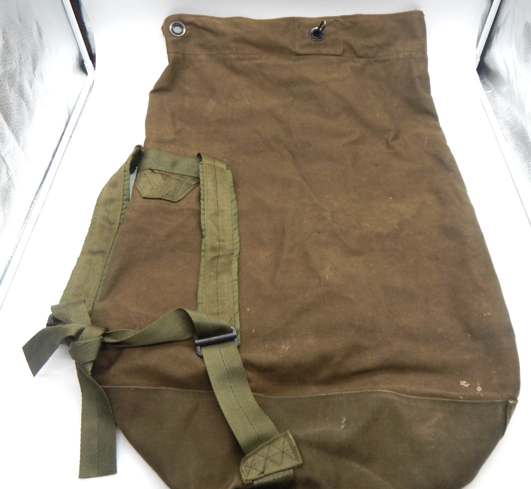 Vintage US Military Canvas Duffle Bag Army Green Distressed GI Sea Bag Large 31"