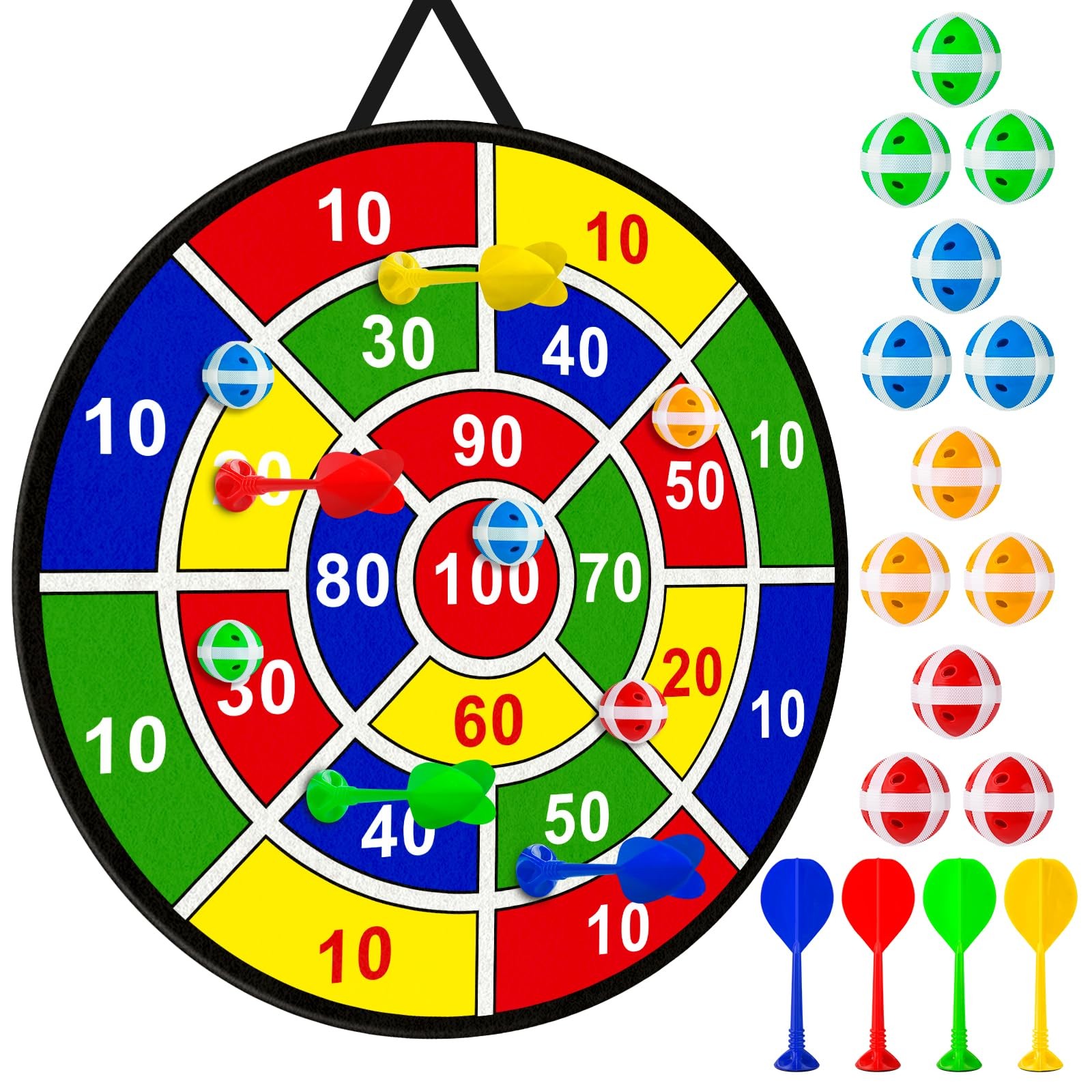Large Dart Board Toys for Kids: 29'' Sticky Board w/12 Sticky Balls & 4 Darts...