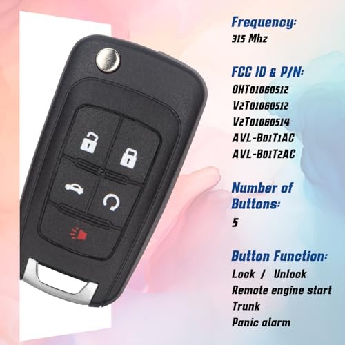 Car Key Fob Keyless Entry Remote Compatible with Chevy