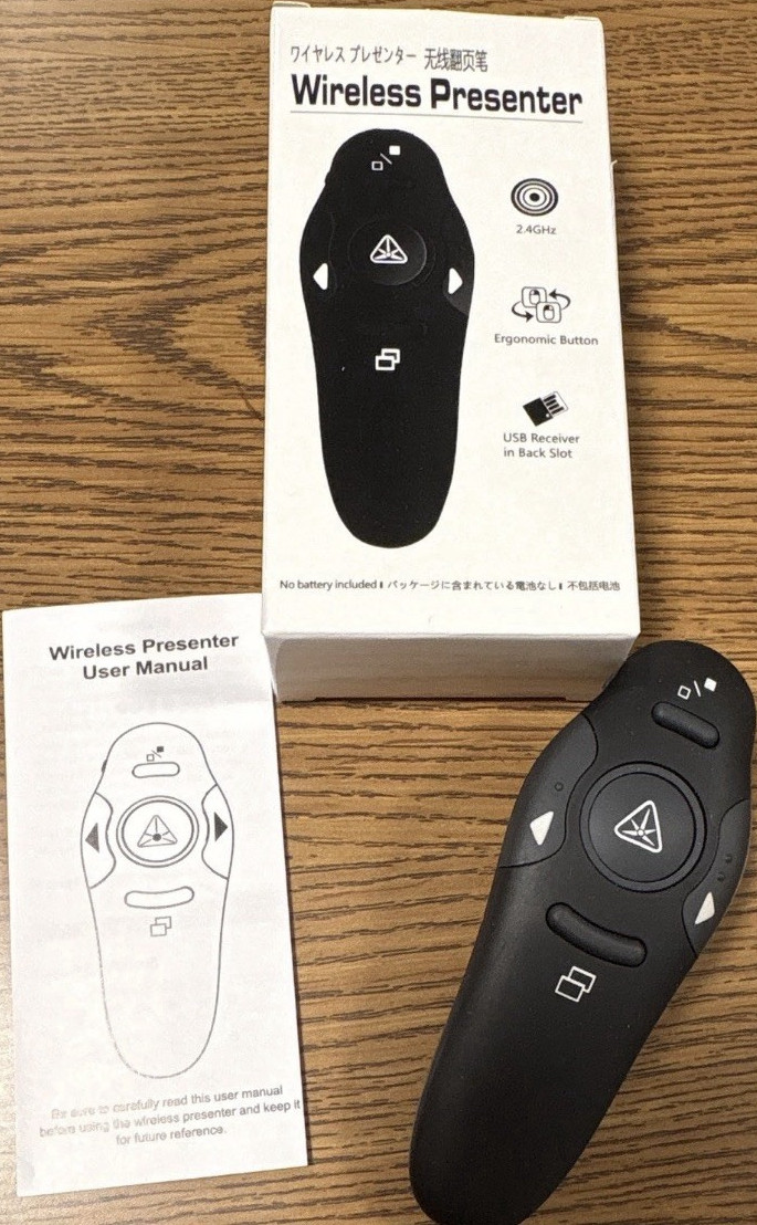 DinoFire Wireless Presenter Pointer w/ USB Receiver D22-XO-US Black