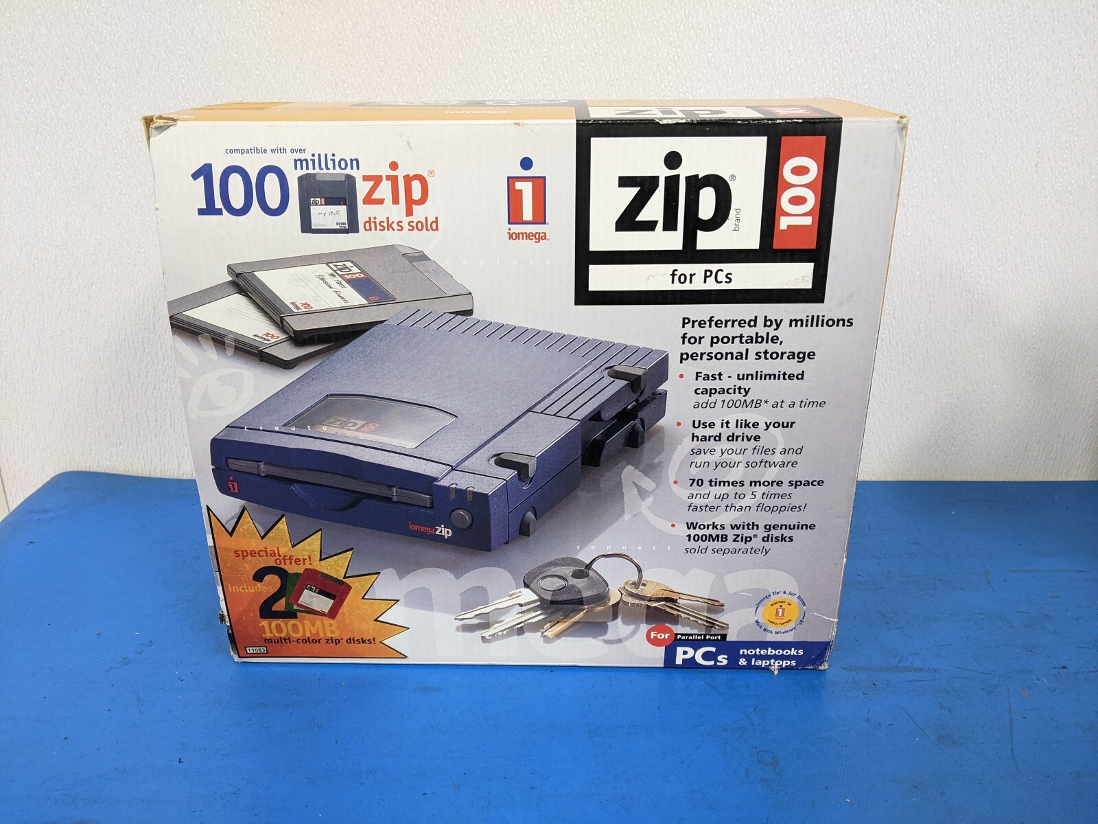 iOmega Zip 100 External Drive PC Parallel Port Back Up Model Z100p2