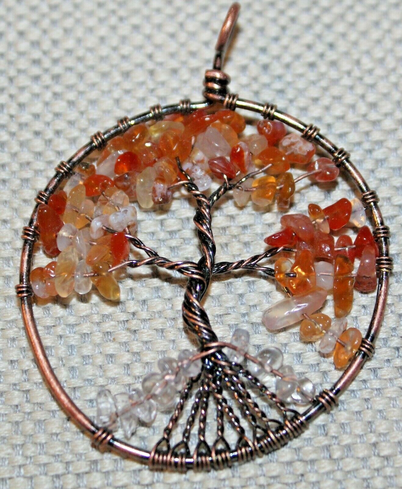 LARGE 2" TREE OF LIFE, BEADED & WIRE CHARM - BEAUTIFUL STONES, NWOT