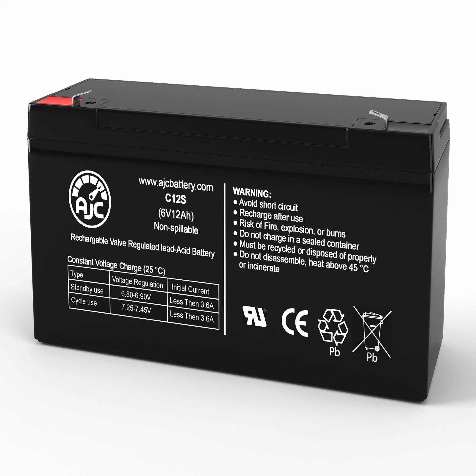 AJC Battery Compatible with Enduring 3FM12 T2 6V 12Ah UPS Battery