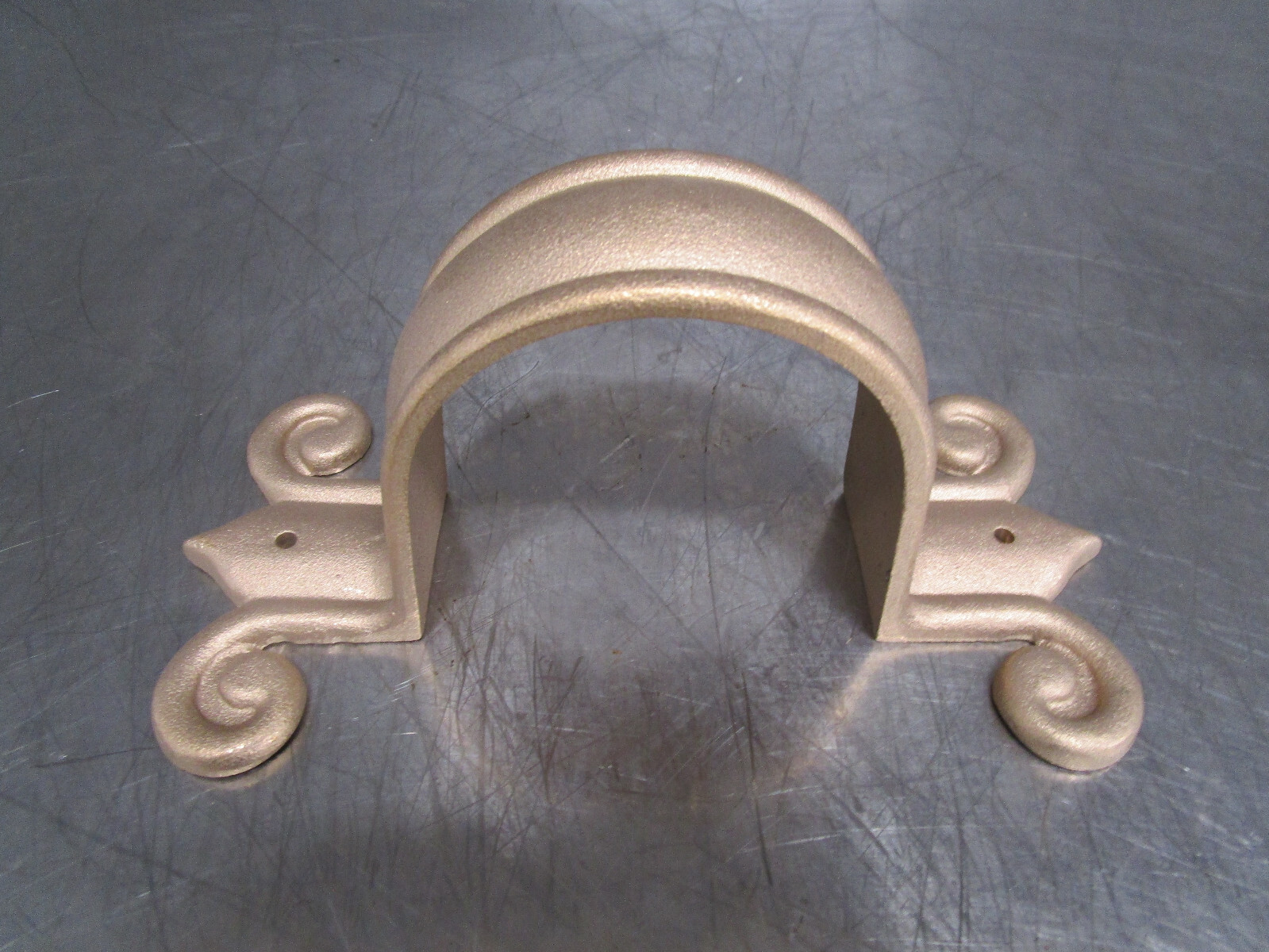 Cast Brass Flush Mount Downspout Bracket Fleur-de-Lis 4"