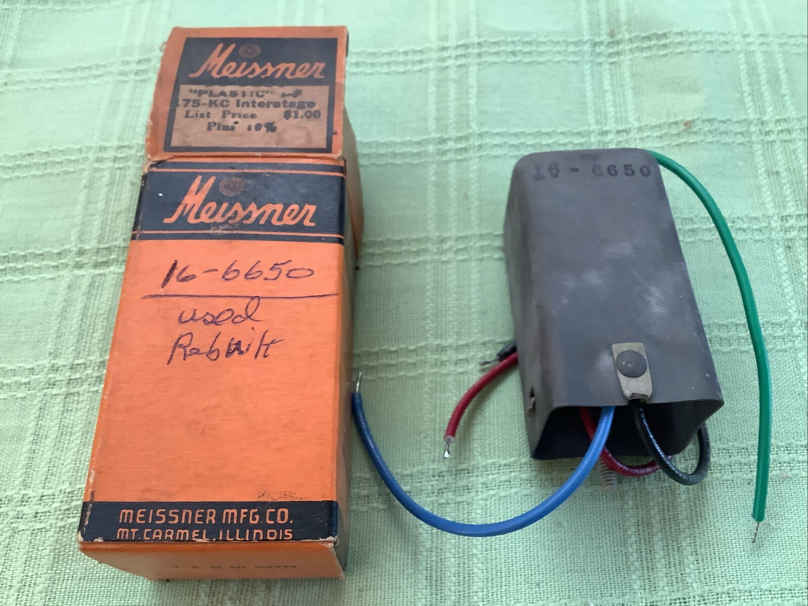 Meissner 16-6650 “plastic “Interstage IF Transformer 175khz Kc (miller 112-k2)