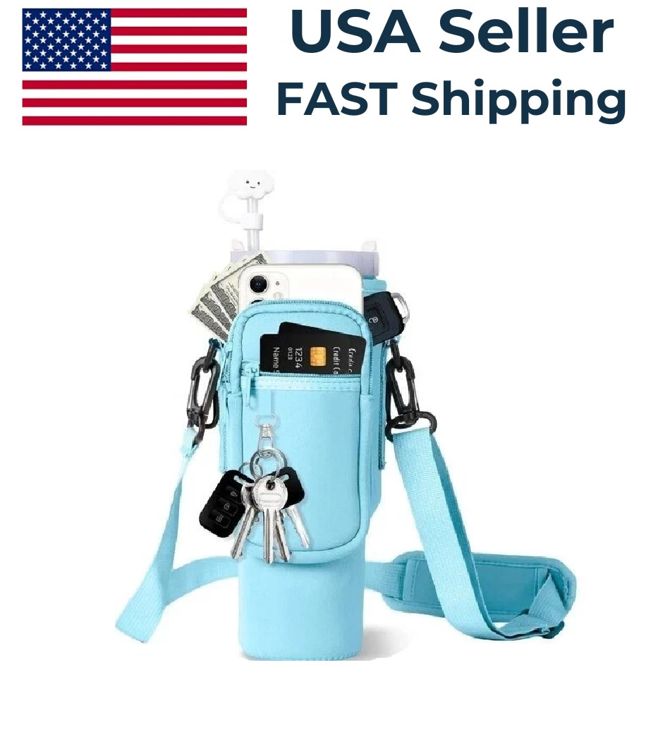 Water Bottle Carrier Compatible with 30 oz and 40 oz Stanley Cup  - Blue