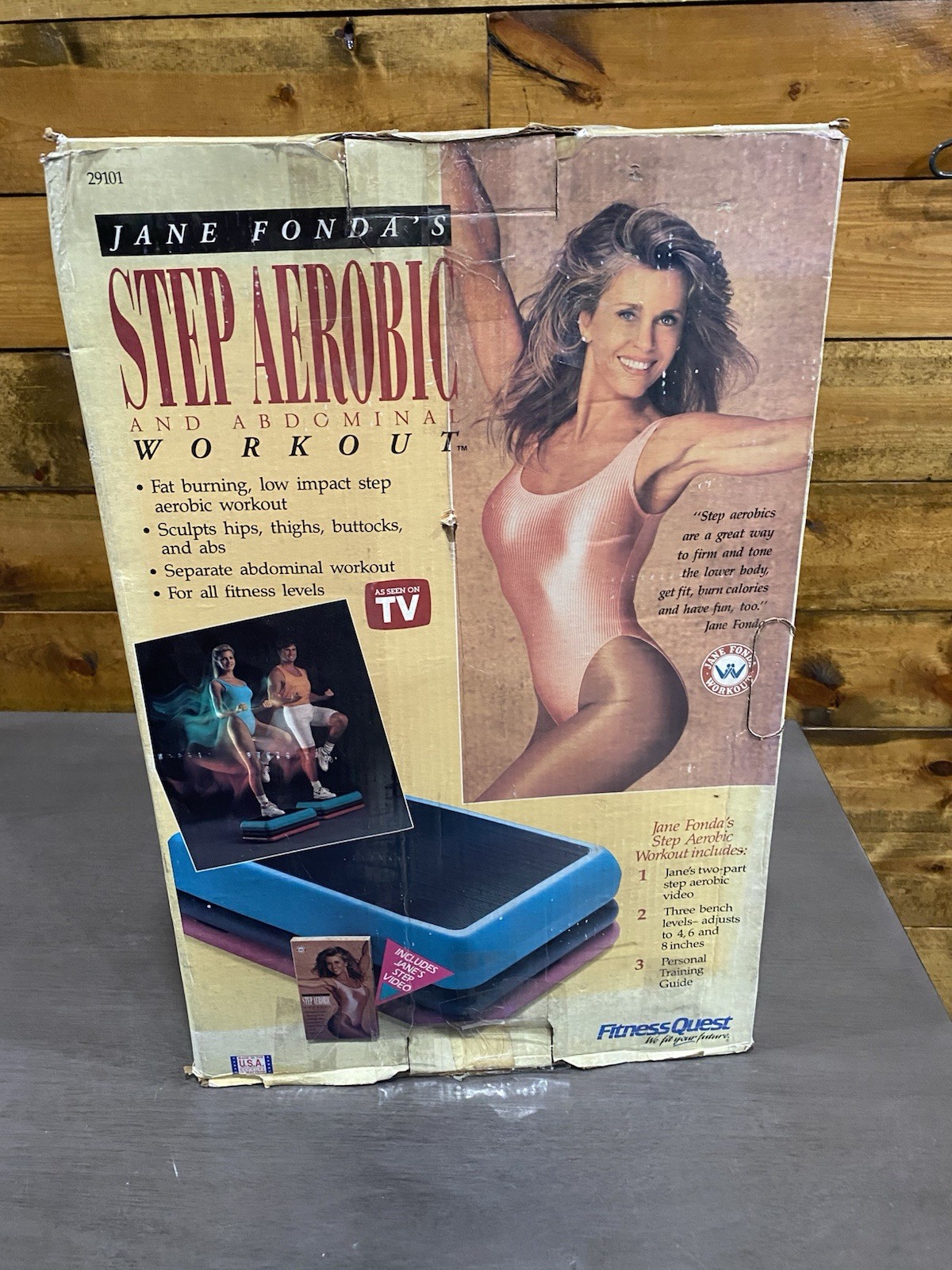 1990's Jane Fonda Fitness Quest Step Aerobics 3 Tier Exercise Stepper in Box Vtg