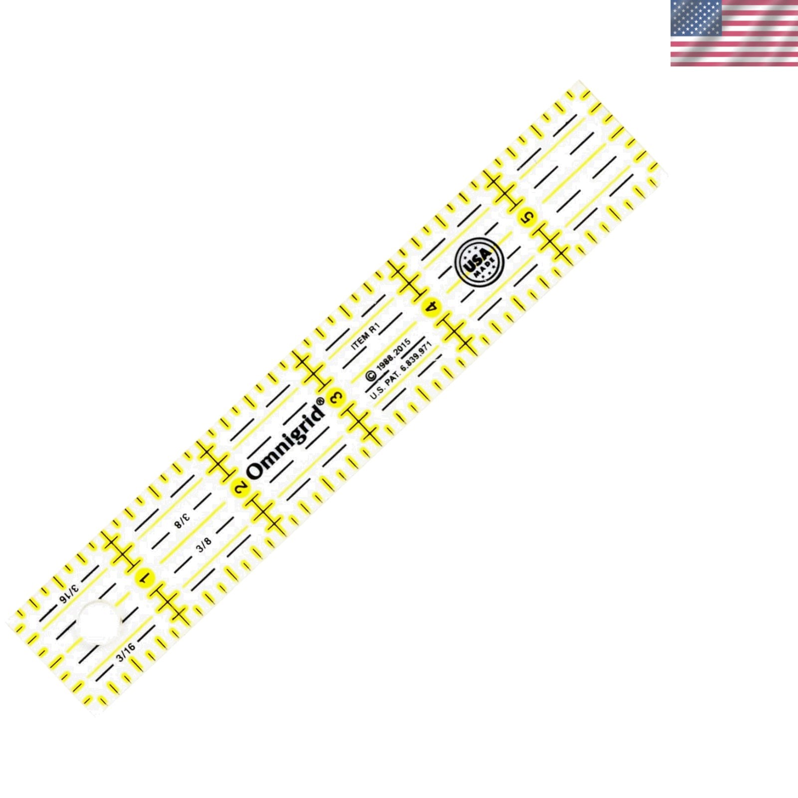 1" x 6" Laser-Cut Ruler for Quilting - Enhanced Visibility and Precision