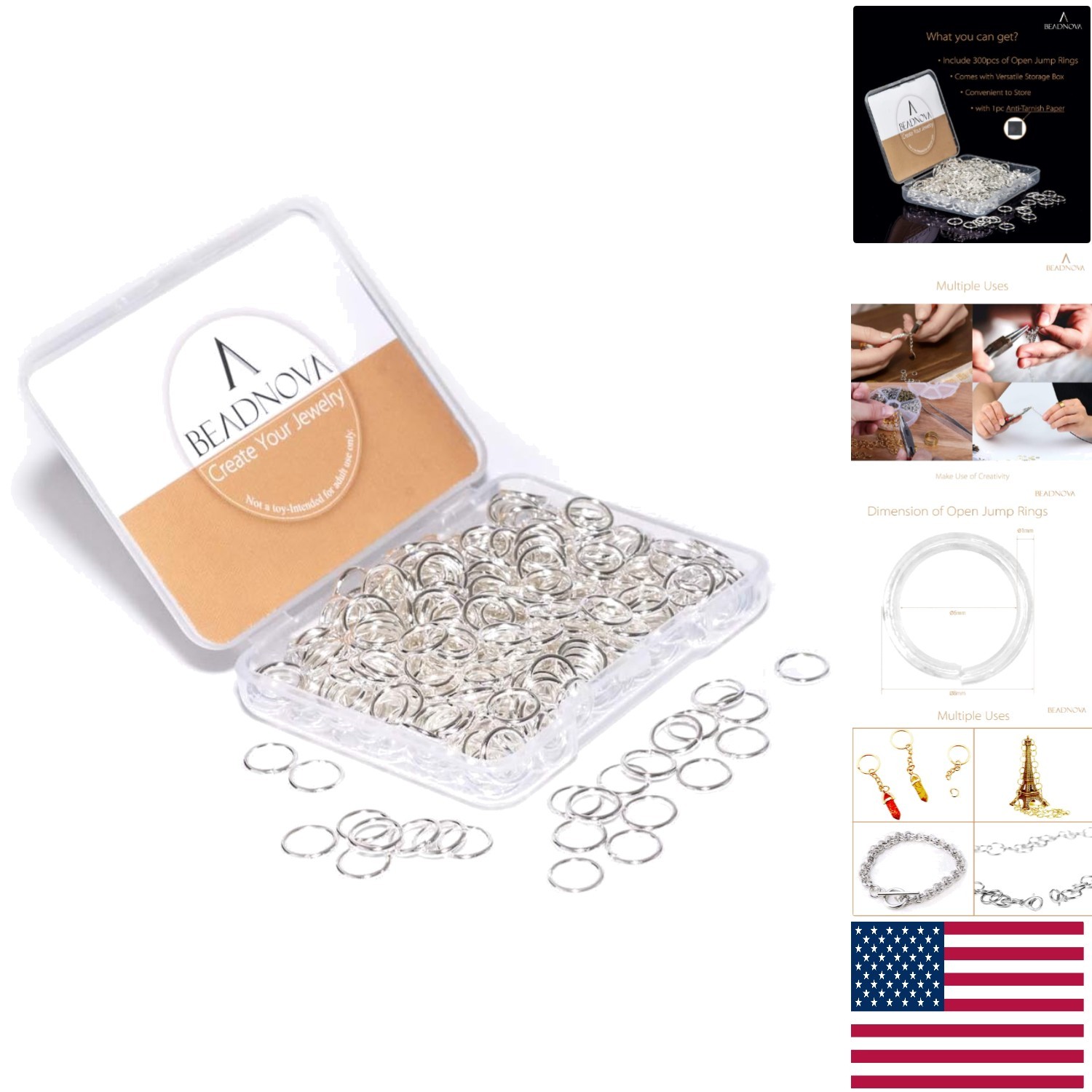 Versatile 8mm Silver Jump Rings - 300 Pcs for DIY Jewelry & Keychains