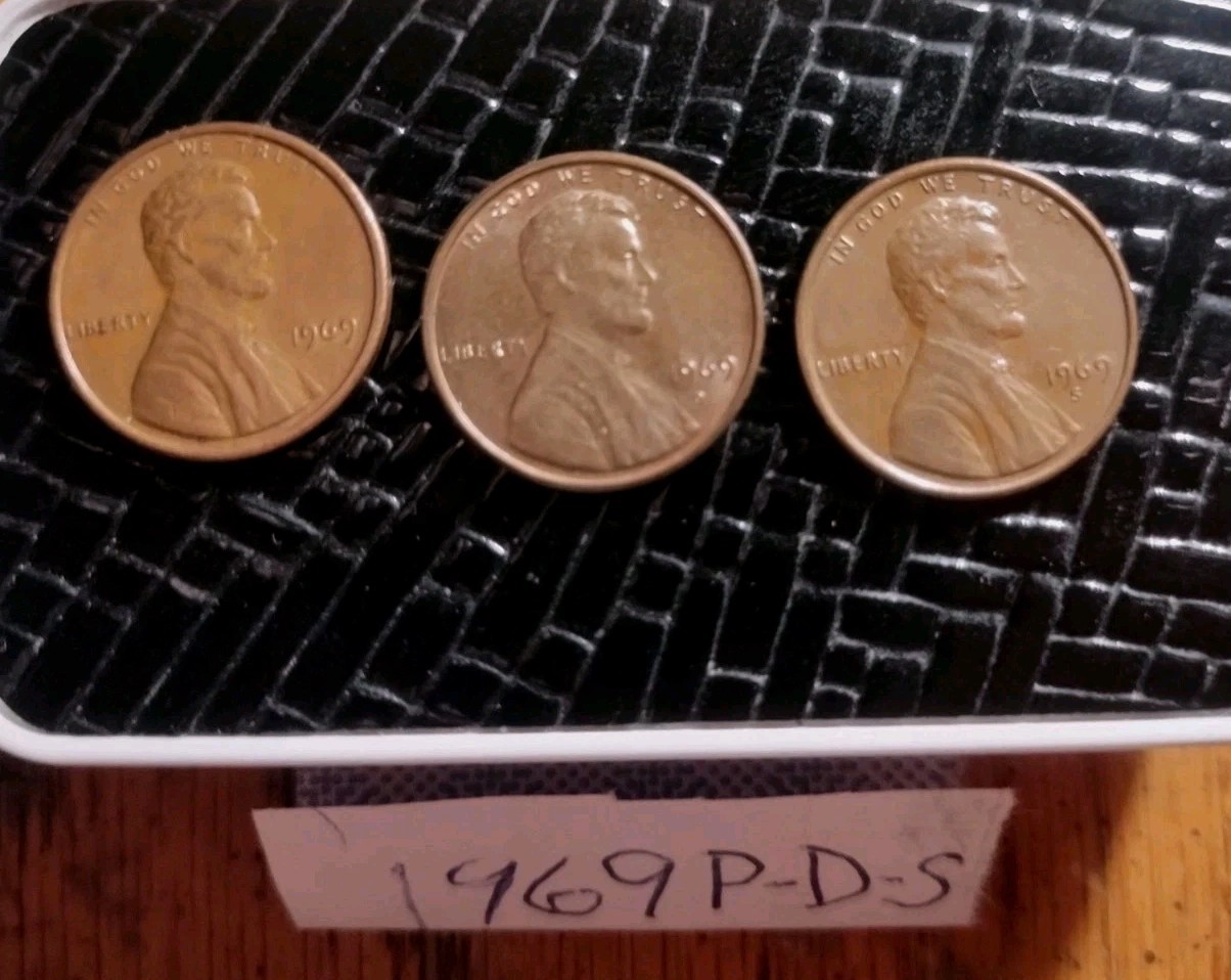(3), 1969 P, D, & S Lincoln Memorial RB Brilliant PROOF LIKE Cents.