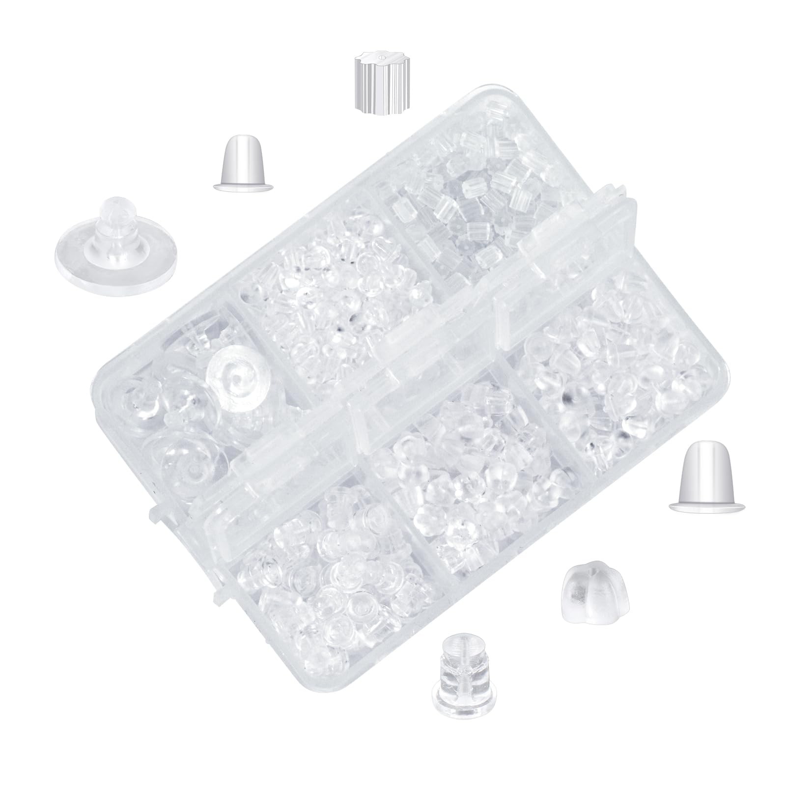 6 Styles Silicone Earring Backs for Studs/Droopy Ears/Heavy Earring 600 Pcs Cle