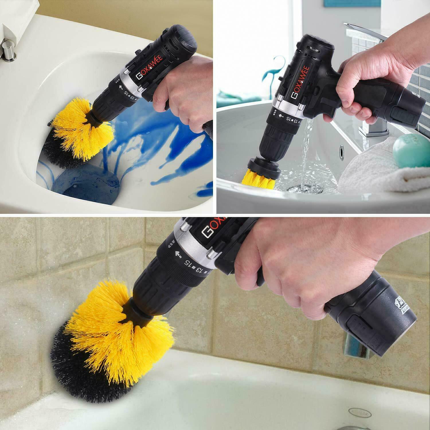 3 Piece Drill Brush Attachment Set Scrub Brush Power Scrubber Drill Cleaning Kit