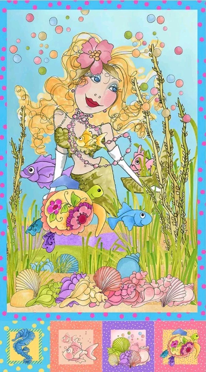 NEW Loralie Designs - Undersea Fantasy Quilting And Crafting Fabric Panel