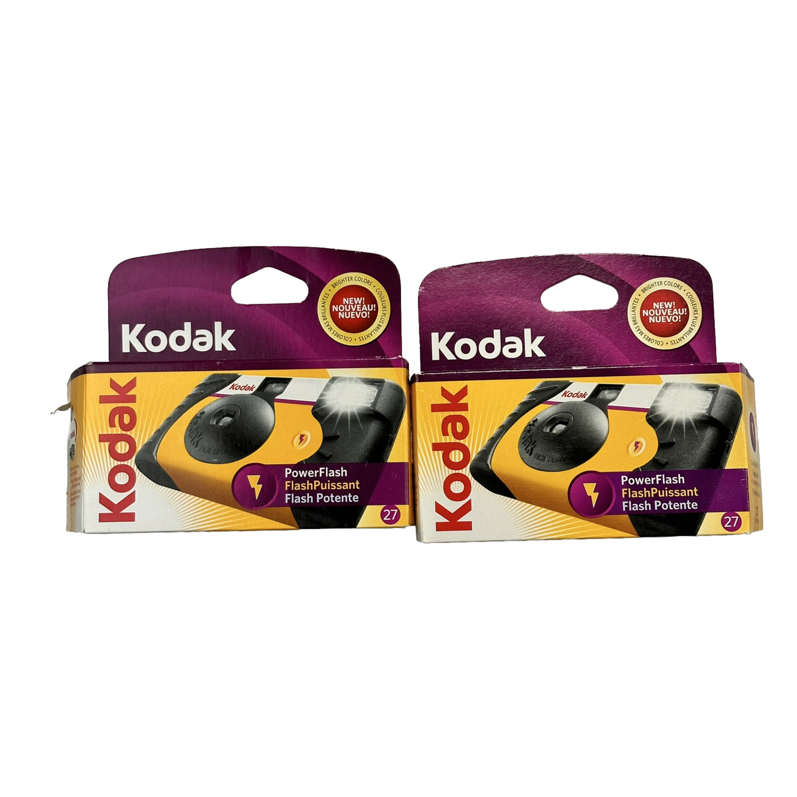 (2) Kodak Power Flash Disposable Cameras EXPIRED 2010 Single Use 27 Exp