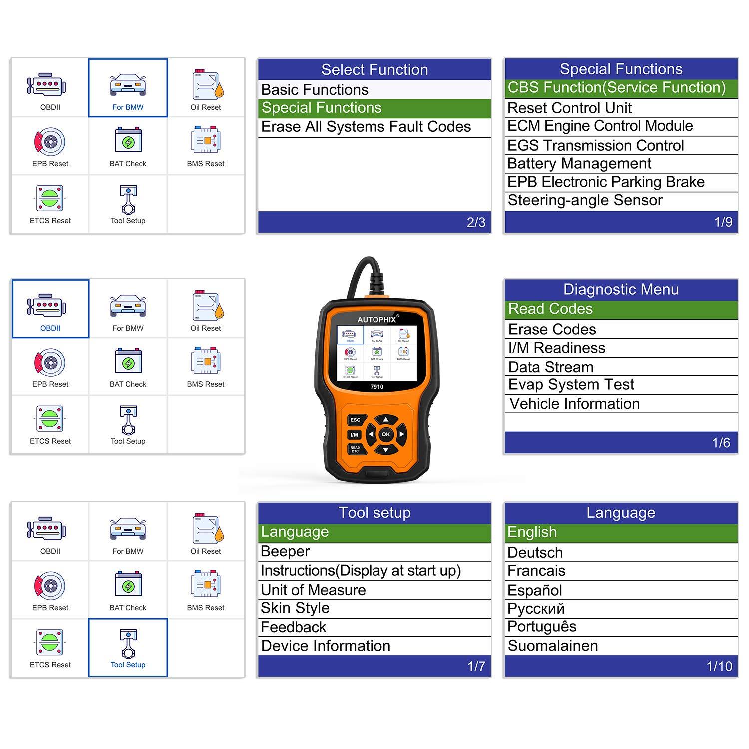 AUTOPHIX 7910 Elite Full System Diagnostic Tool For BMW OBD2 Scanner Code Reader