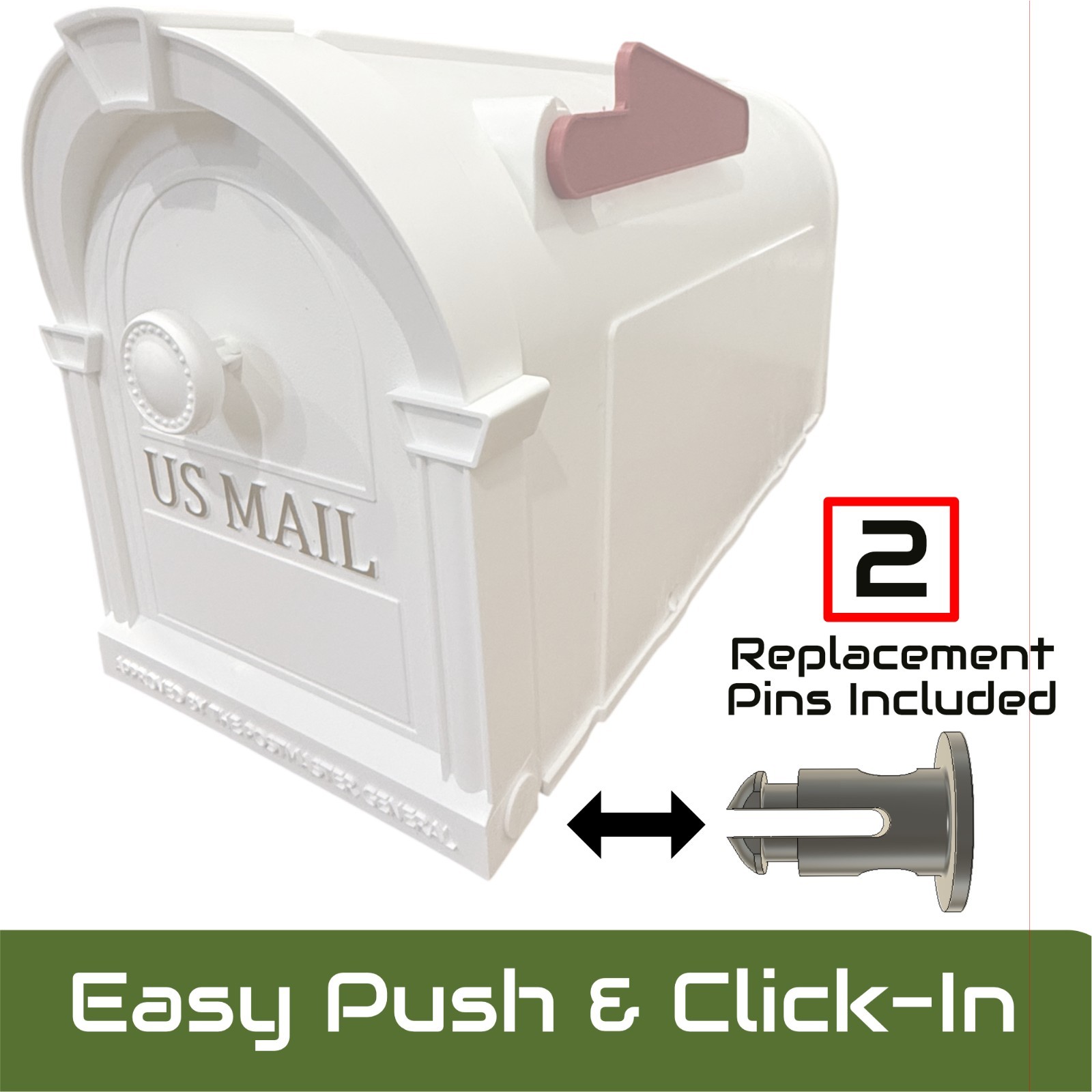 US Hampton/Ambrose Mail Mailbox Hinge Pin Replacement [2 Pack] - ABS Resin