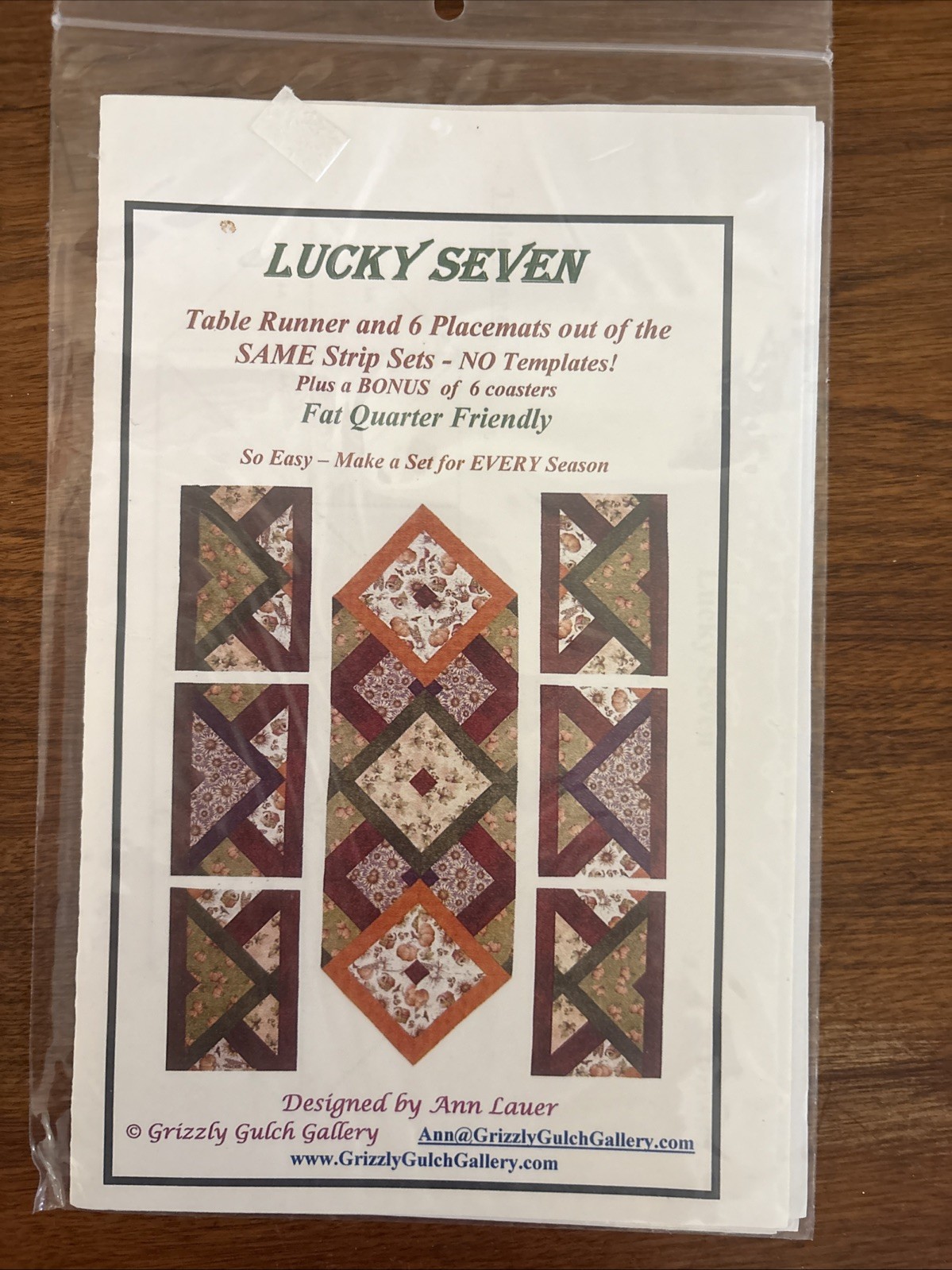 LUCKY SEVEN Pattern For Table Runner & Placemats Grizzly Gulch Gallery-UC/FF