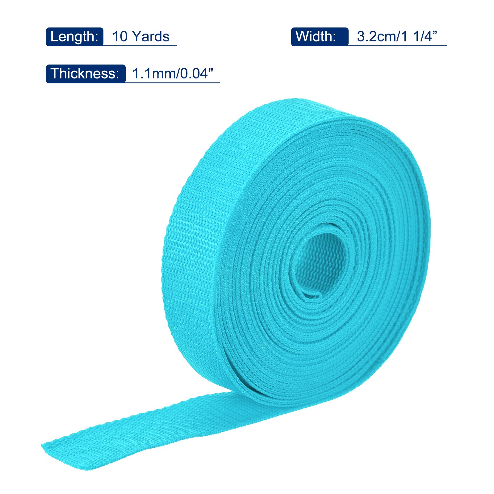 Lightweight Polypropylene Webbing Strap 1 1/4" 10 Yard Backpack Light Blue