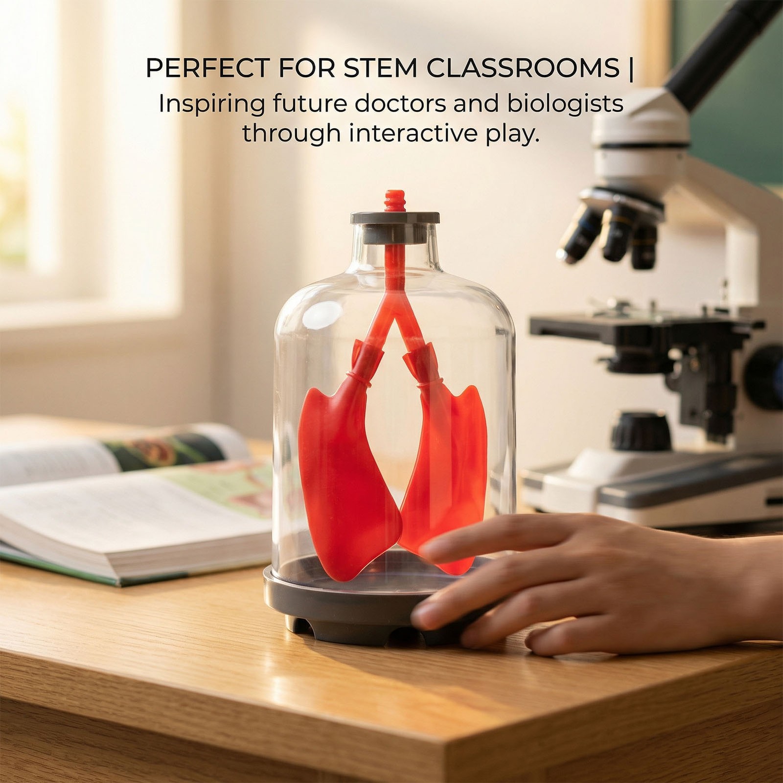 Lung Breathing Demonstration Model Educational Aid For Classrooms Red Excellent