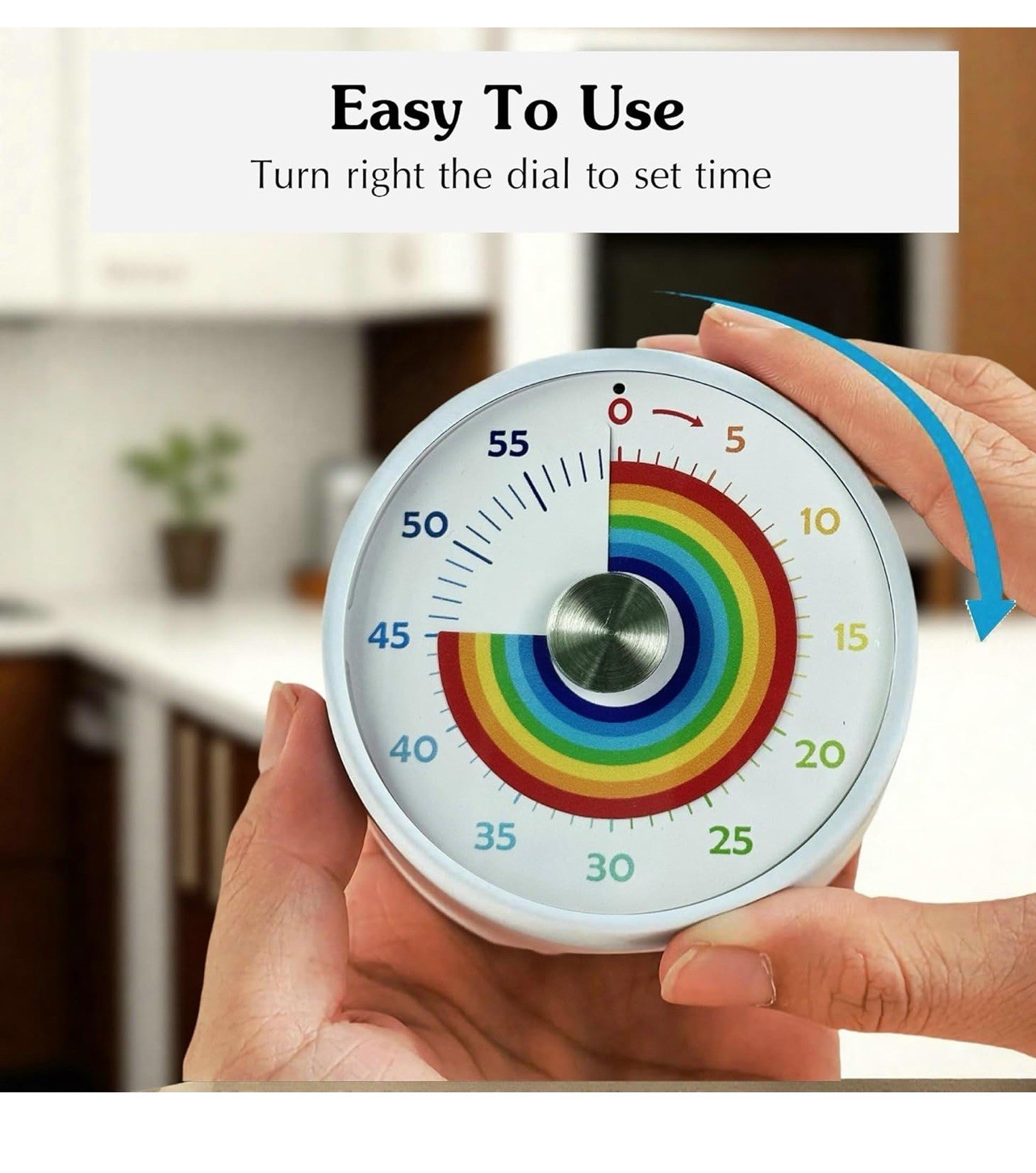 Keduzer Visual Timer, Kitchen Timer Rainbow Disk 60 Minute Countdown White