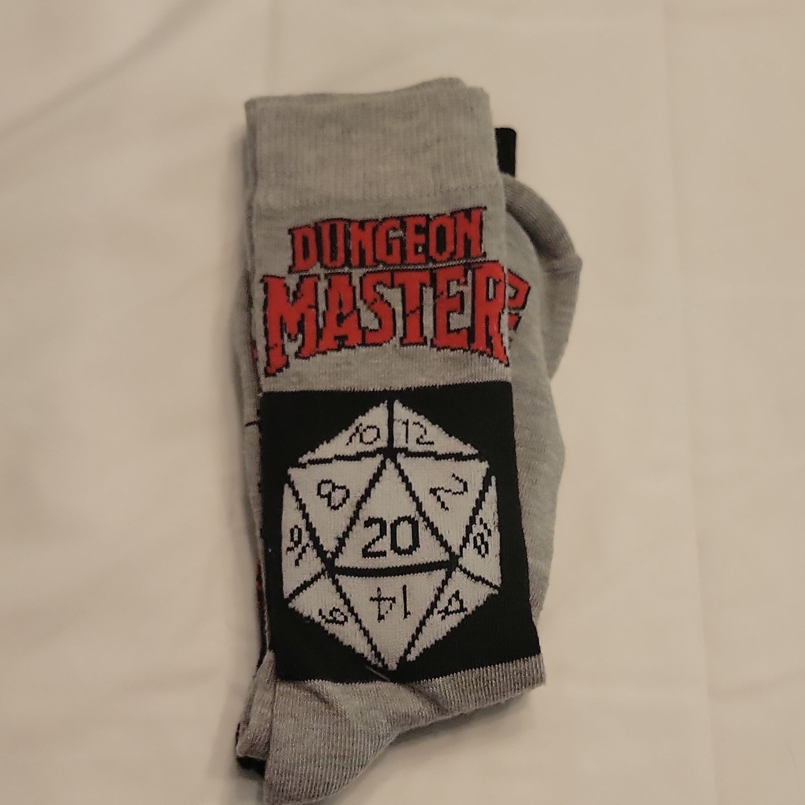 Wizards Dungeons & Dragons Dungeon Master D20 Socks 2 Pair Black/Gray