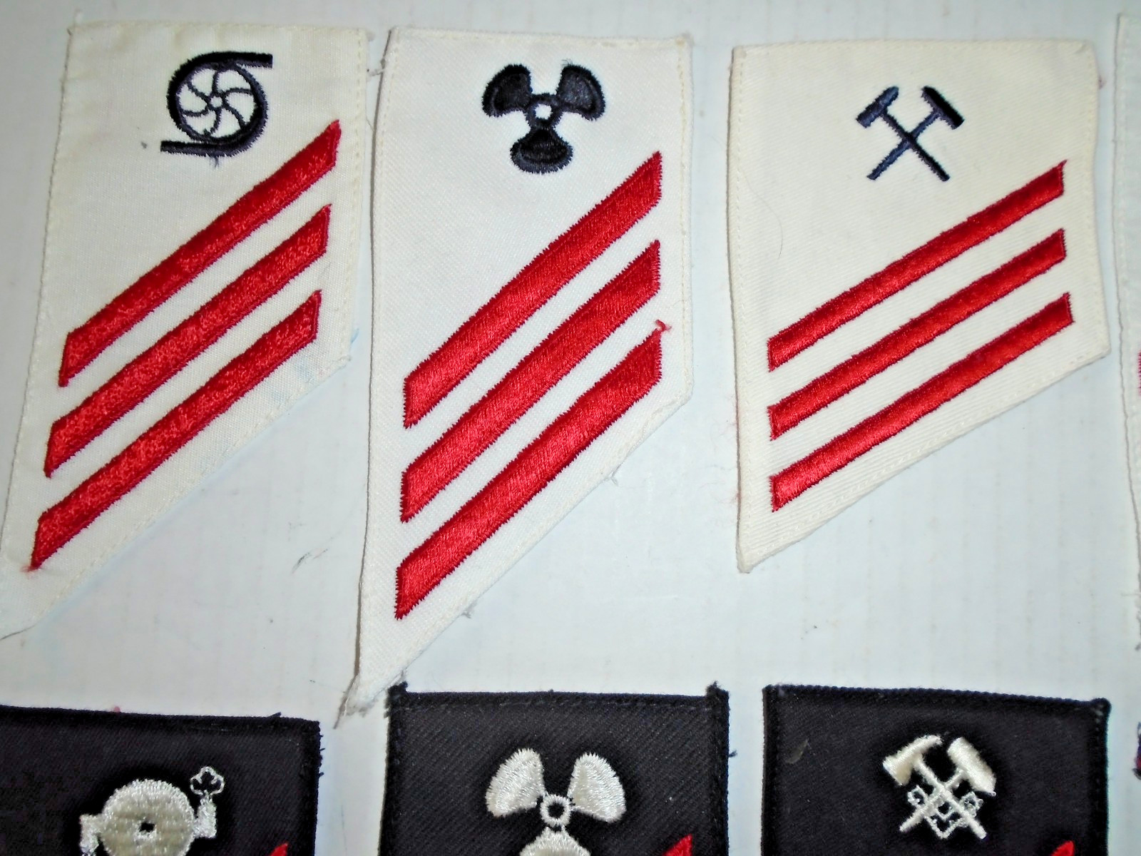 Lot of 10 Vintage US Navy Fireman Sleeve Stripes Patches E-3 Engineering Red