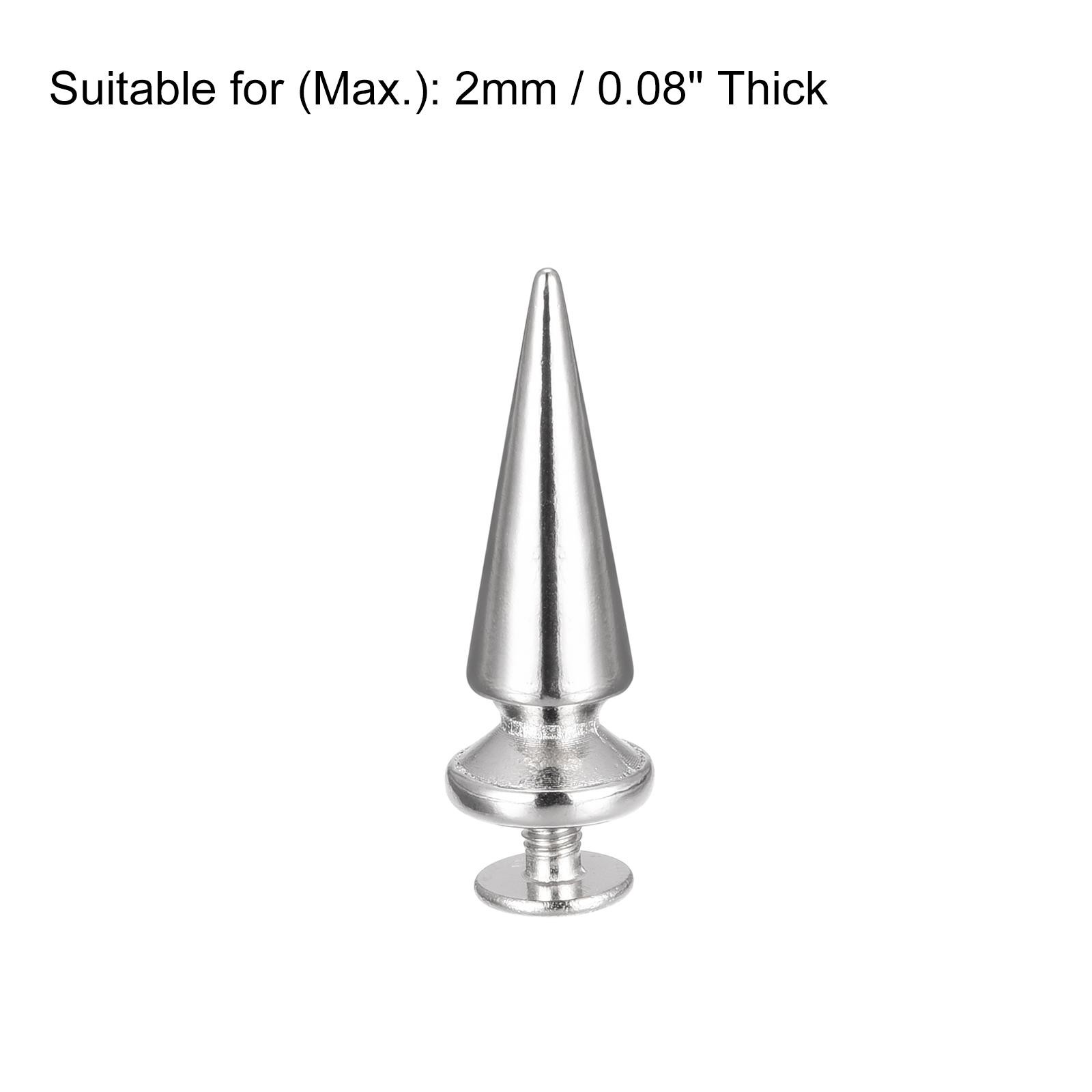 10x26mm Screw Back Rivets, 10 Sets Solid Leather Studs for DIY Silver Tone