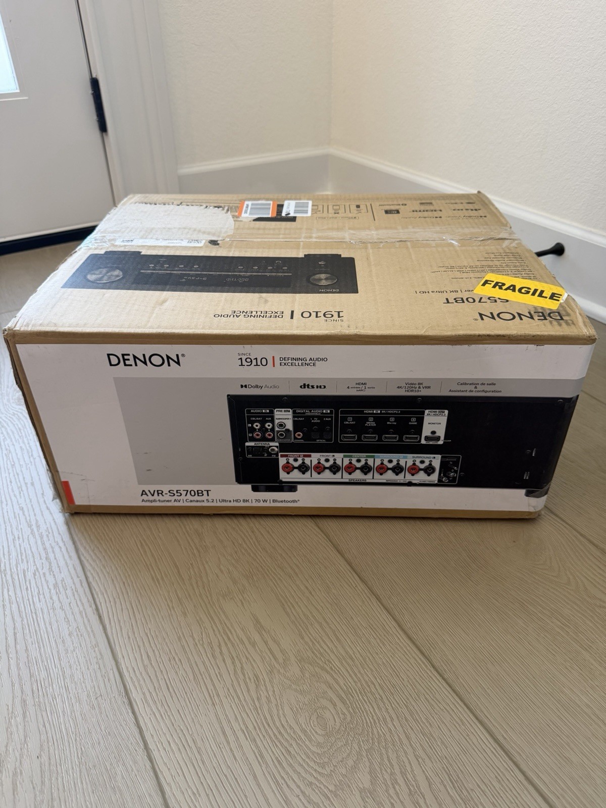 Denon AVR-S570BT 5.2ch 4K A/V Receiver w/ Bluetooth, AM/FM Tuner Black