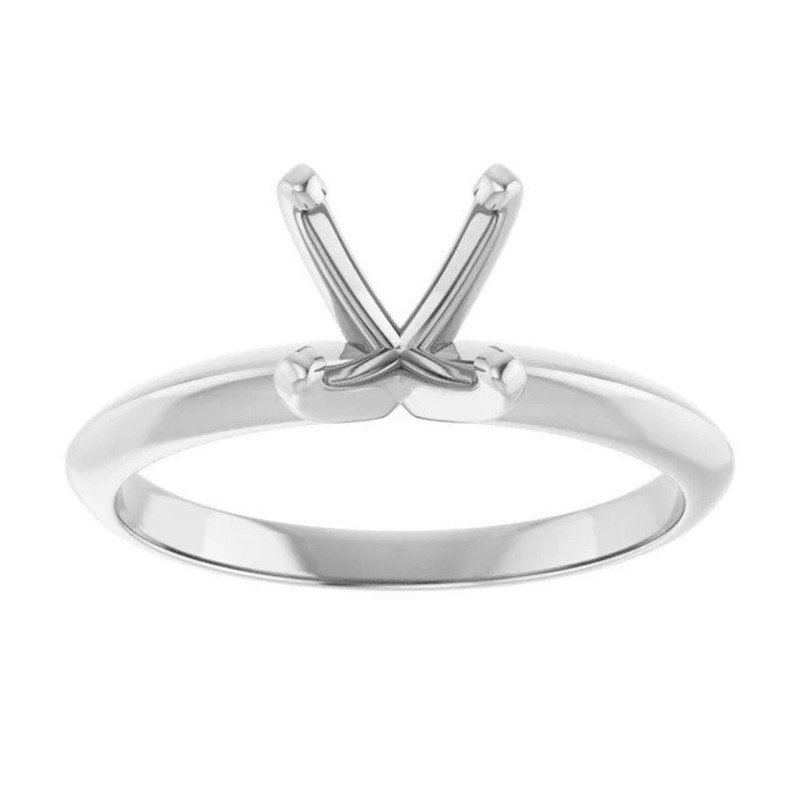 925 Sterling Silver 6mm Round Semi Mount Ring Solitaire 4 Prong Setting Ring