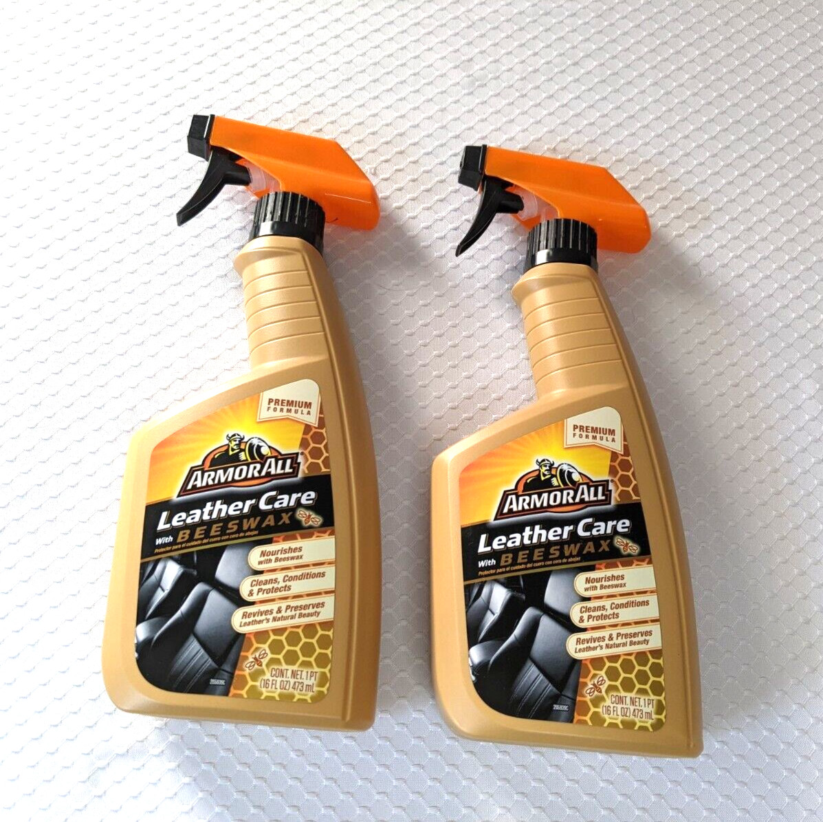 2-Pk Armor All AUTO LEATHER CARE BEESWAX Clean Condition  16 oz Trigger Spray