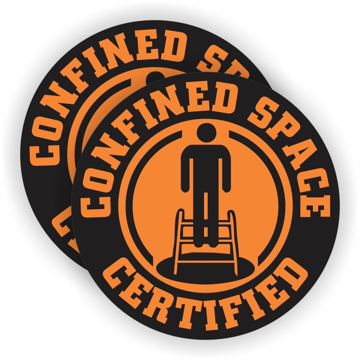 2x Confined Space Certified Hard Hat Stickers | Safety Helmet Decals Labels -ORG