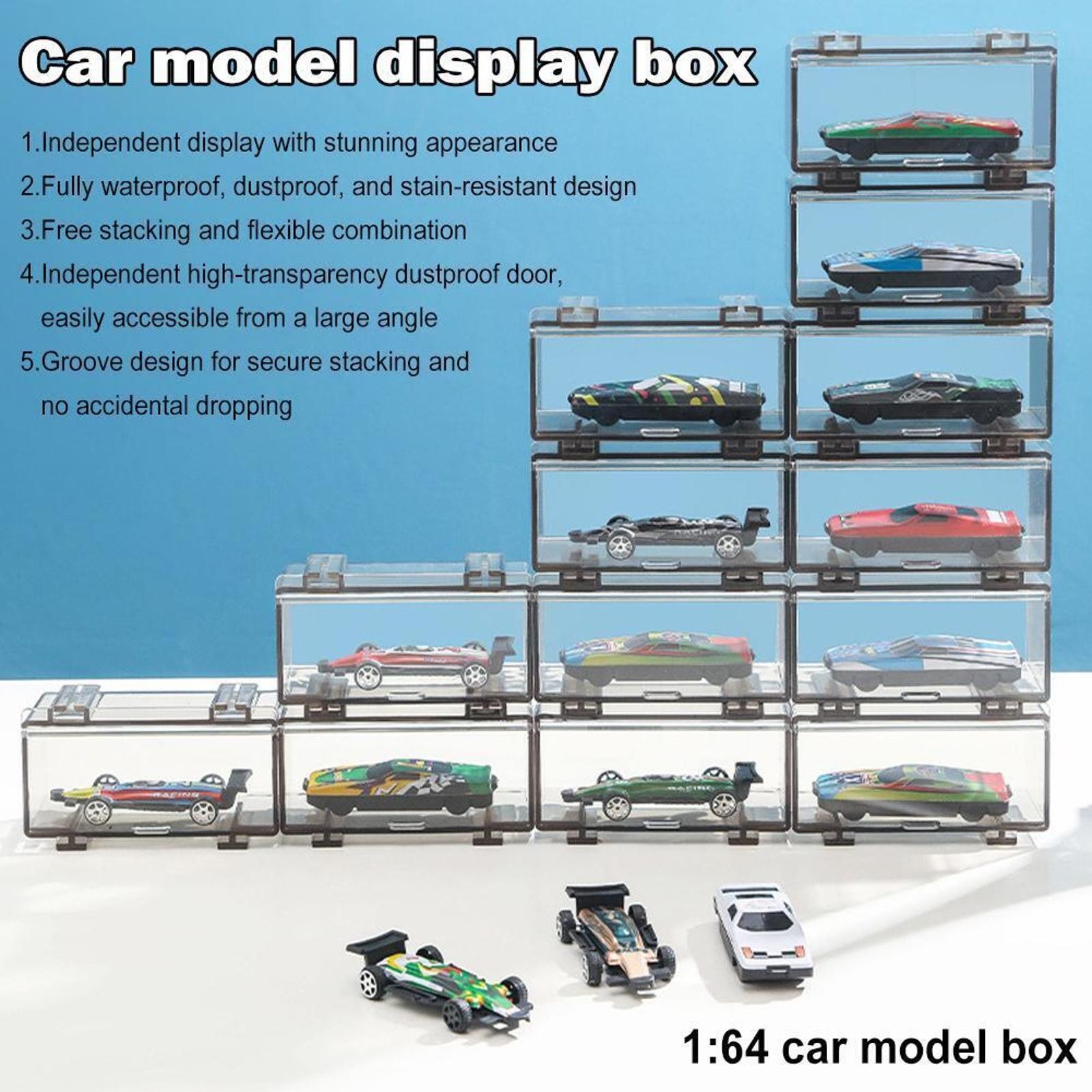 1:64 Car Model Toy Storage Box Display Rack Dustproof Mini Car Display Cabinet b