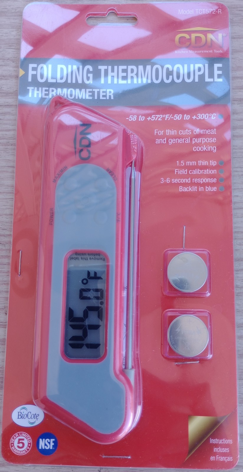 New CDN ProAccurate Folding Thermocouple Digital Thermomete TCT572-R