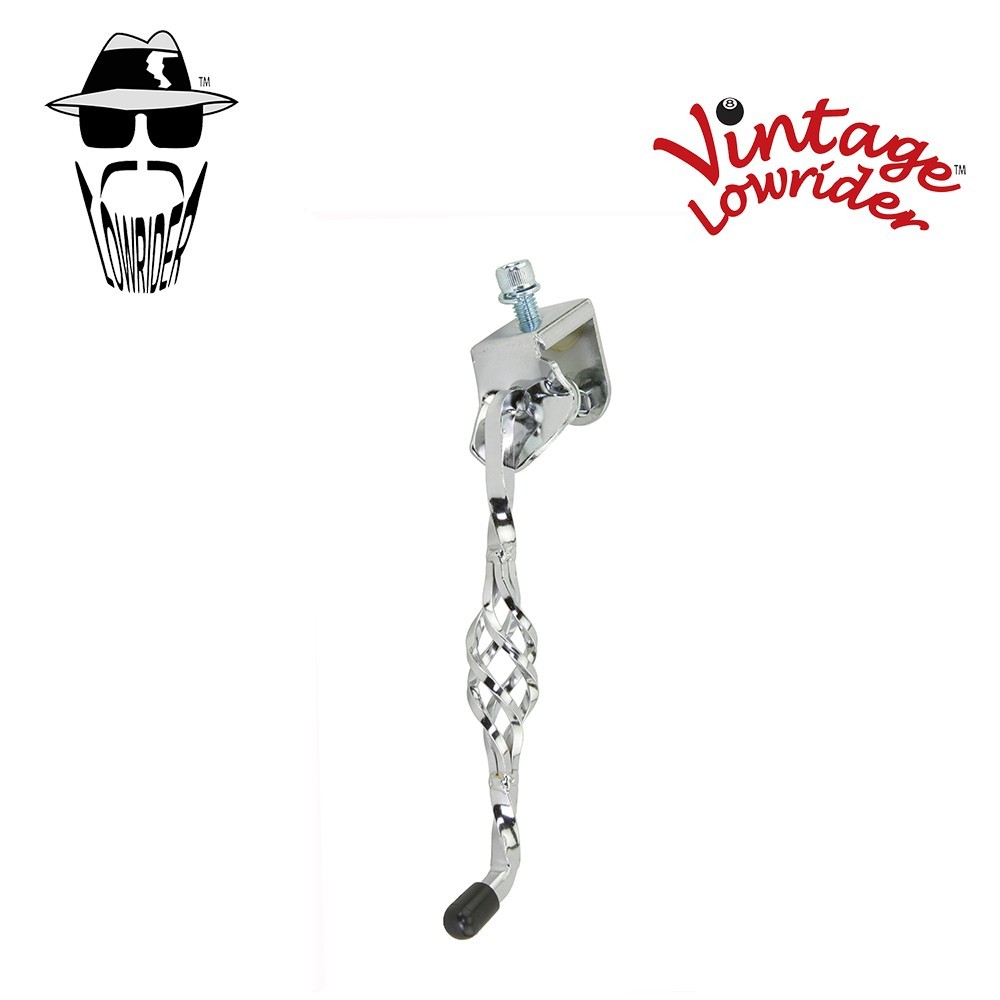 Vintage Lowrider Bicycle Cage Twisted Kickstand Center Stand 7-1/2" CHROME