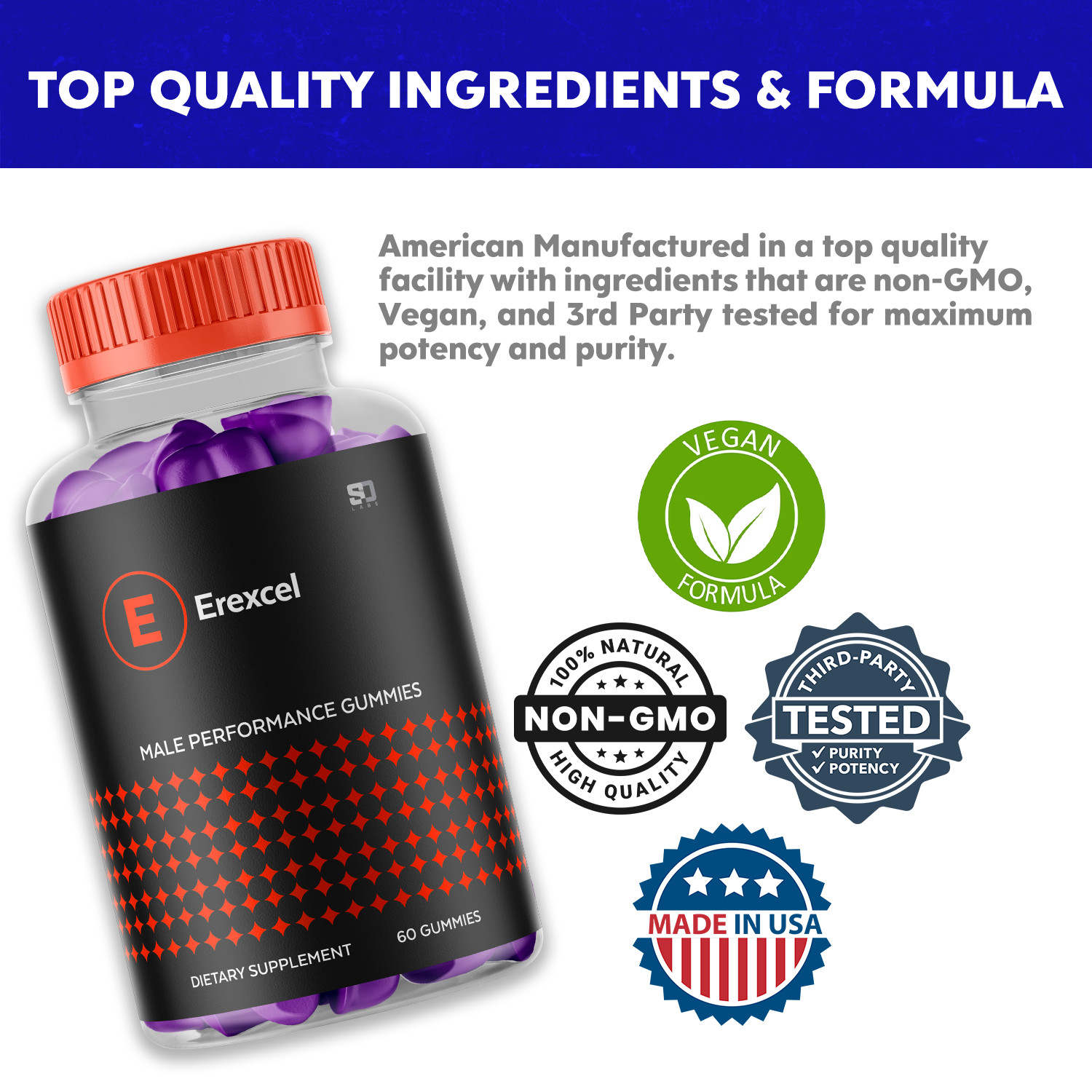 (3 Pack) Erexcel Gummies For Men, Advanced Performance Supplement 180 Gummies