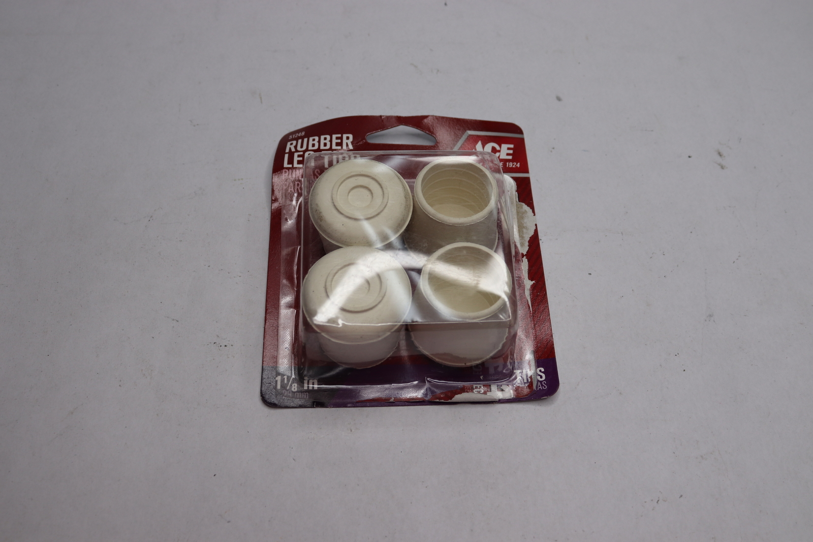 (4-Pk) Ace Leg Tips White/Off White Rubber 51248