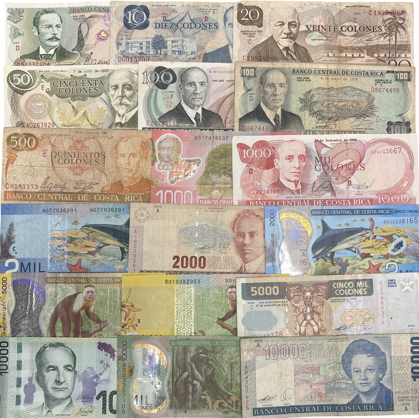 COSTA RICAN COLON BANK NOTES - CHOICE OF STYLE & NOTE - COSTA RICA