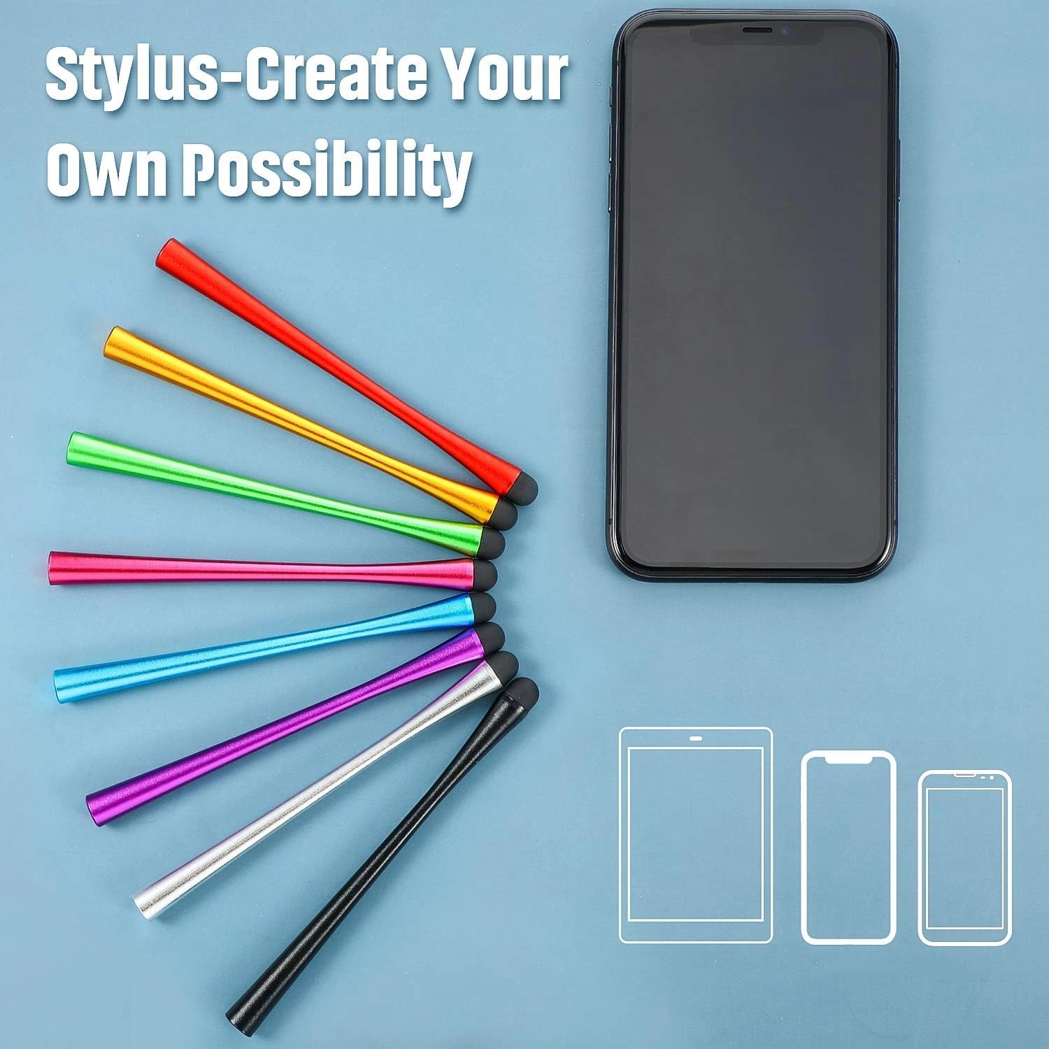 Outus 8 Pcs Slim Waist Stylus Pen for Touchscreen, Multicolour