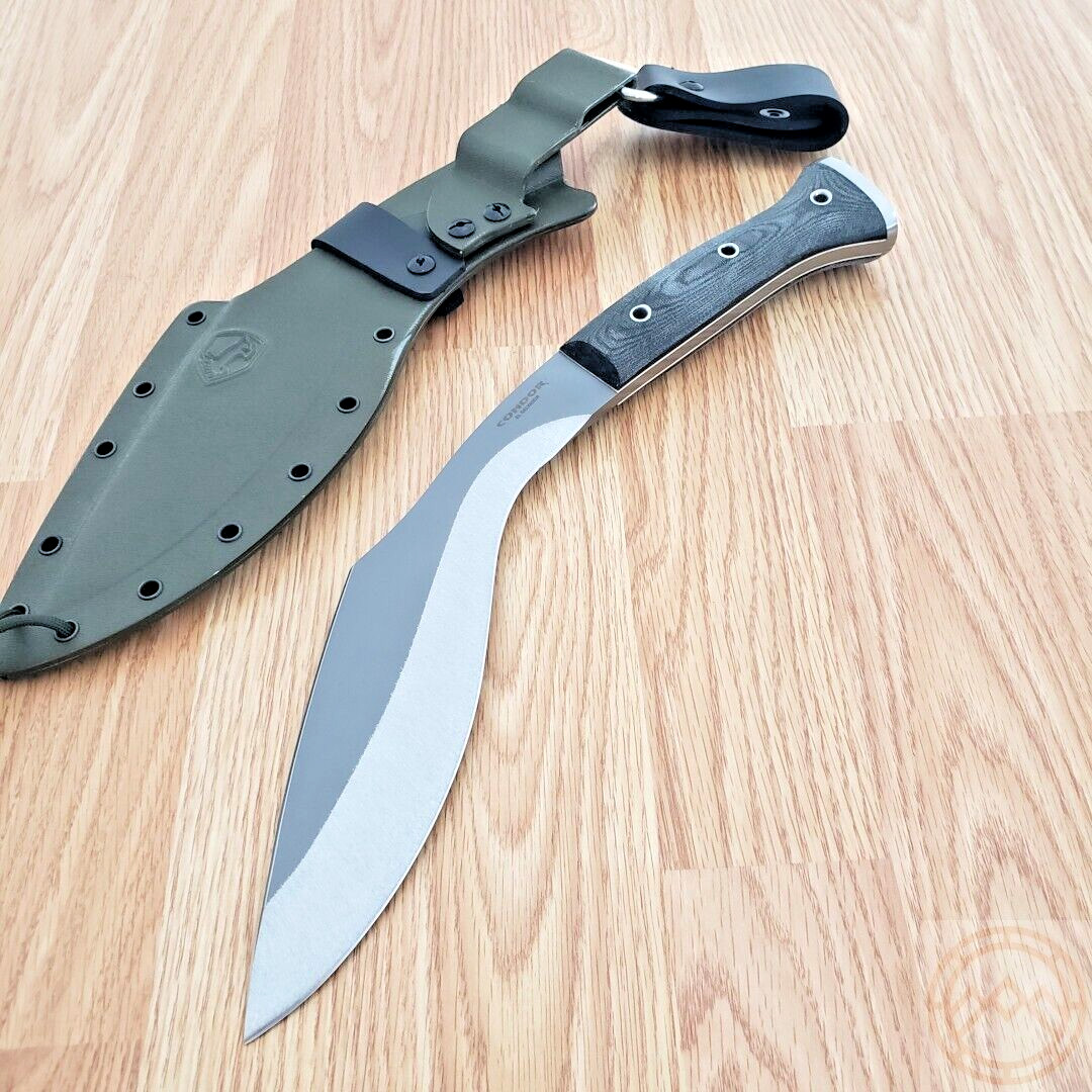 Condor K-Tact Kukri Fixed Knife 9.5 1075HC Steel Full Blade Green Micarta Handle