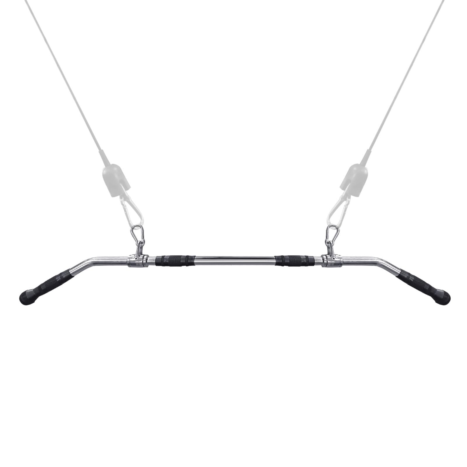 48'' LAT Pull Down Bar: Rotating Double Hooks for Dual Pulley Cable Machine -...