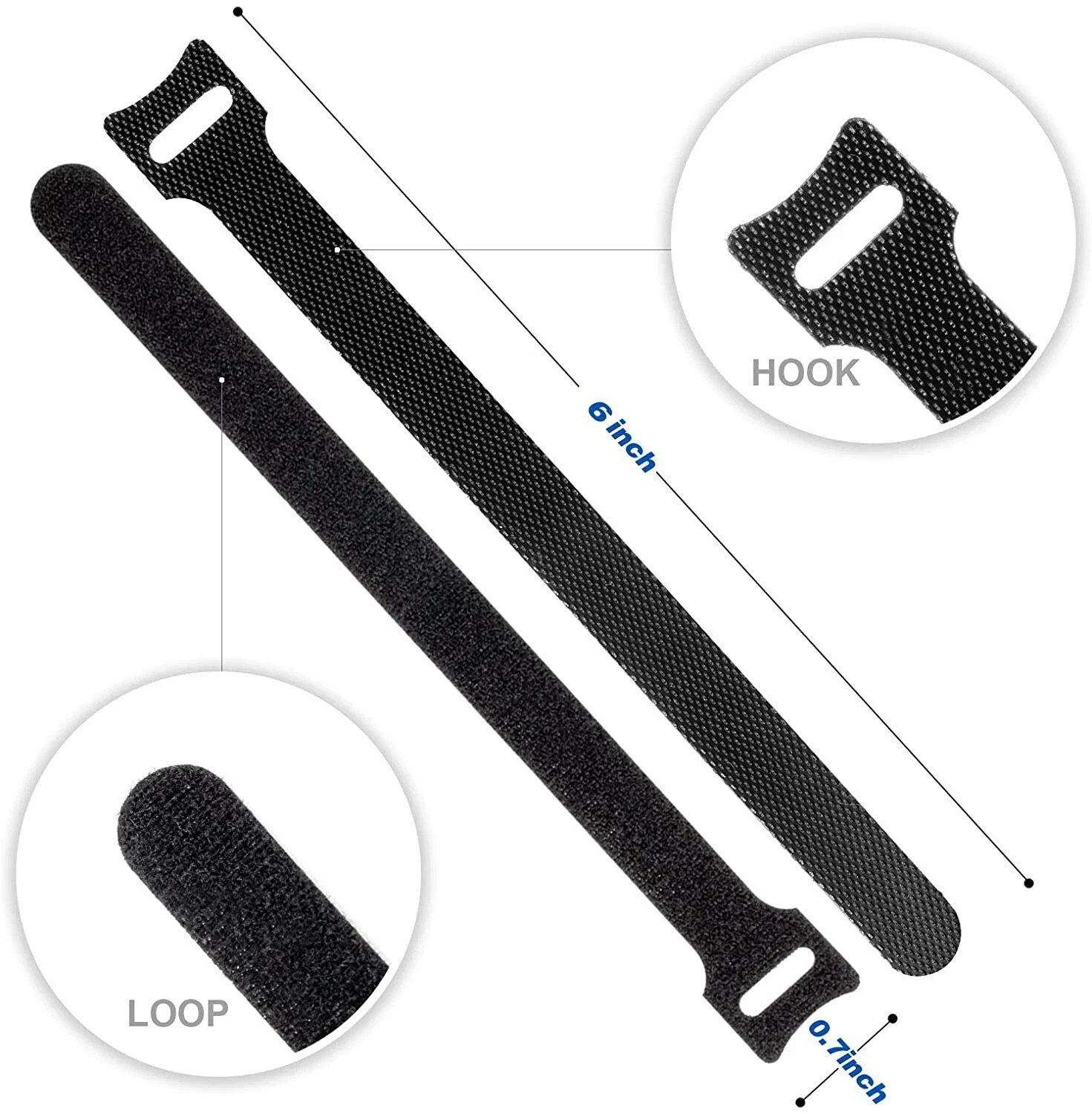 100 Cable Straps black Wire Cord Hook Loop Ties Reusable Fastening Organizer-Lot
