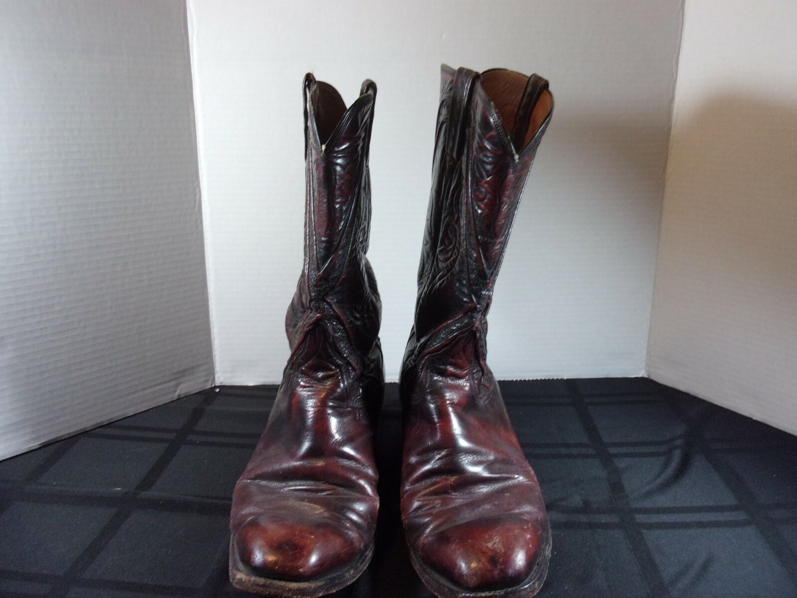 BROWN LEATHER WESTERN EMBROIDERY BOOTS SIZE 10E RL 35