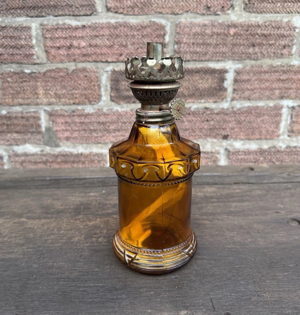 Vintage Hand Held Glass Oil Lamp Portable Lantern