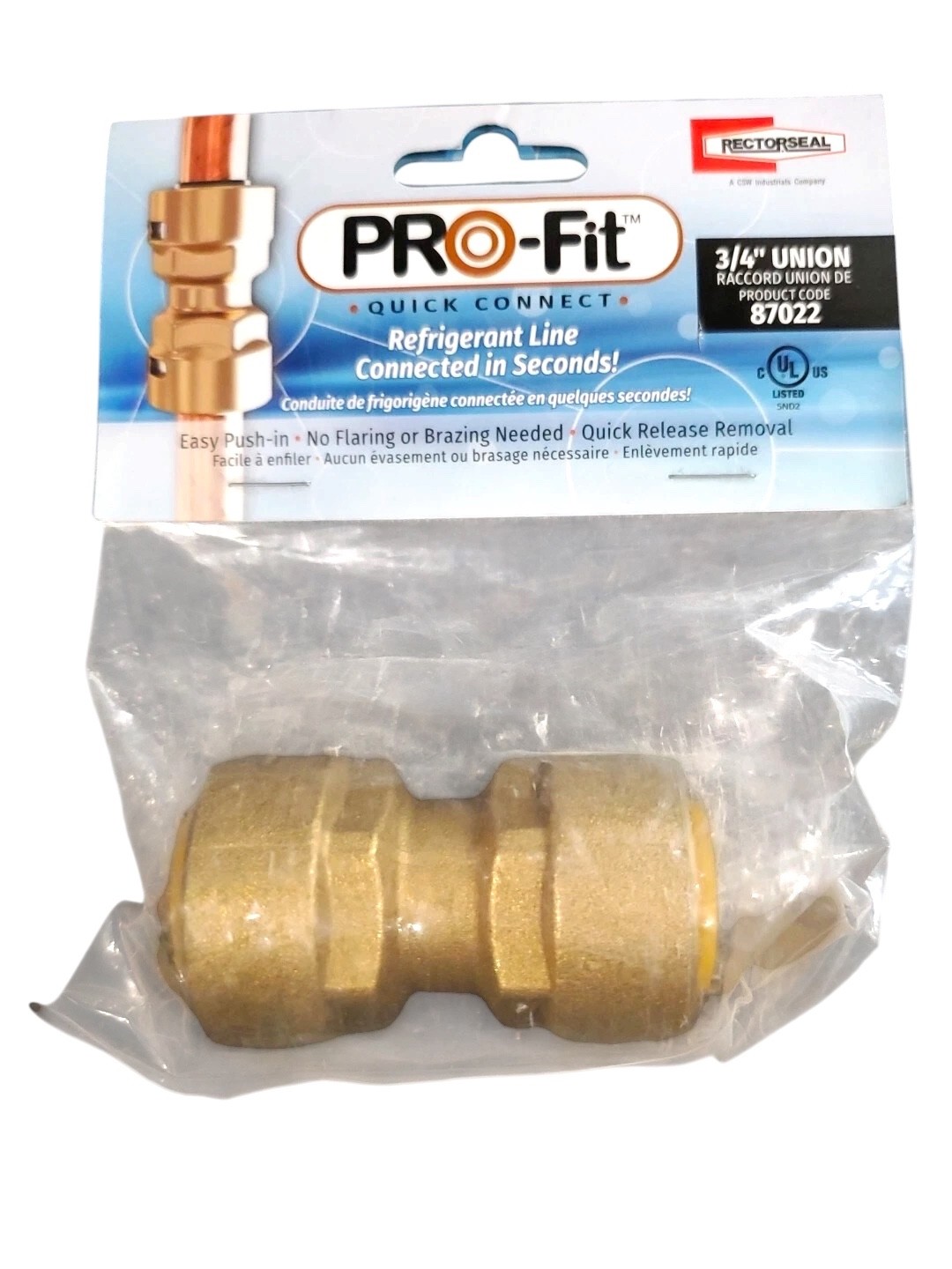 RectorSeal Pro-Fit 3/4" Push Brass Quick Connect Union 87022