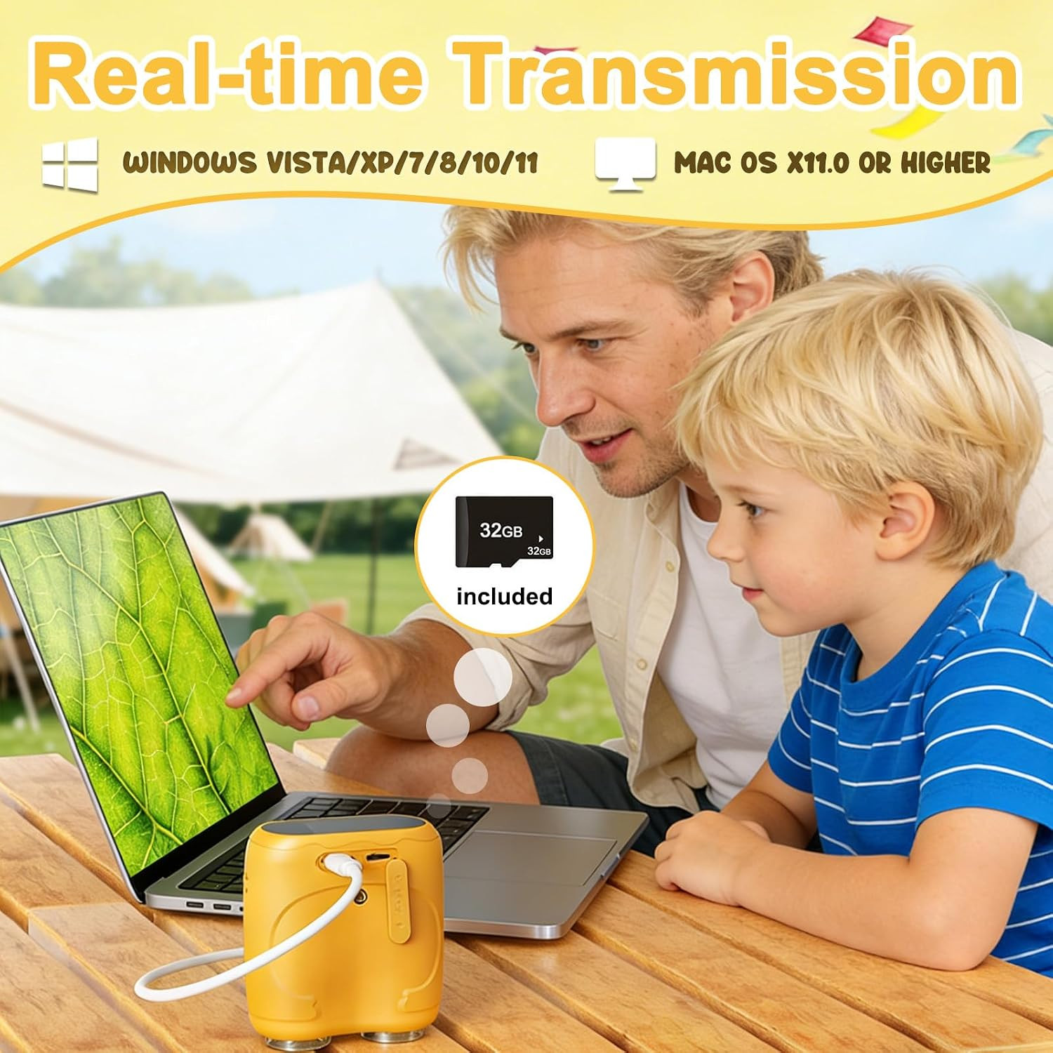 1000X Handheld Digital Microscope for Kids & Binoculars, 2 in 1 Pocket Microscop