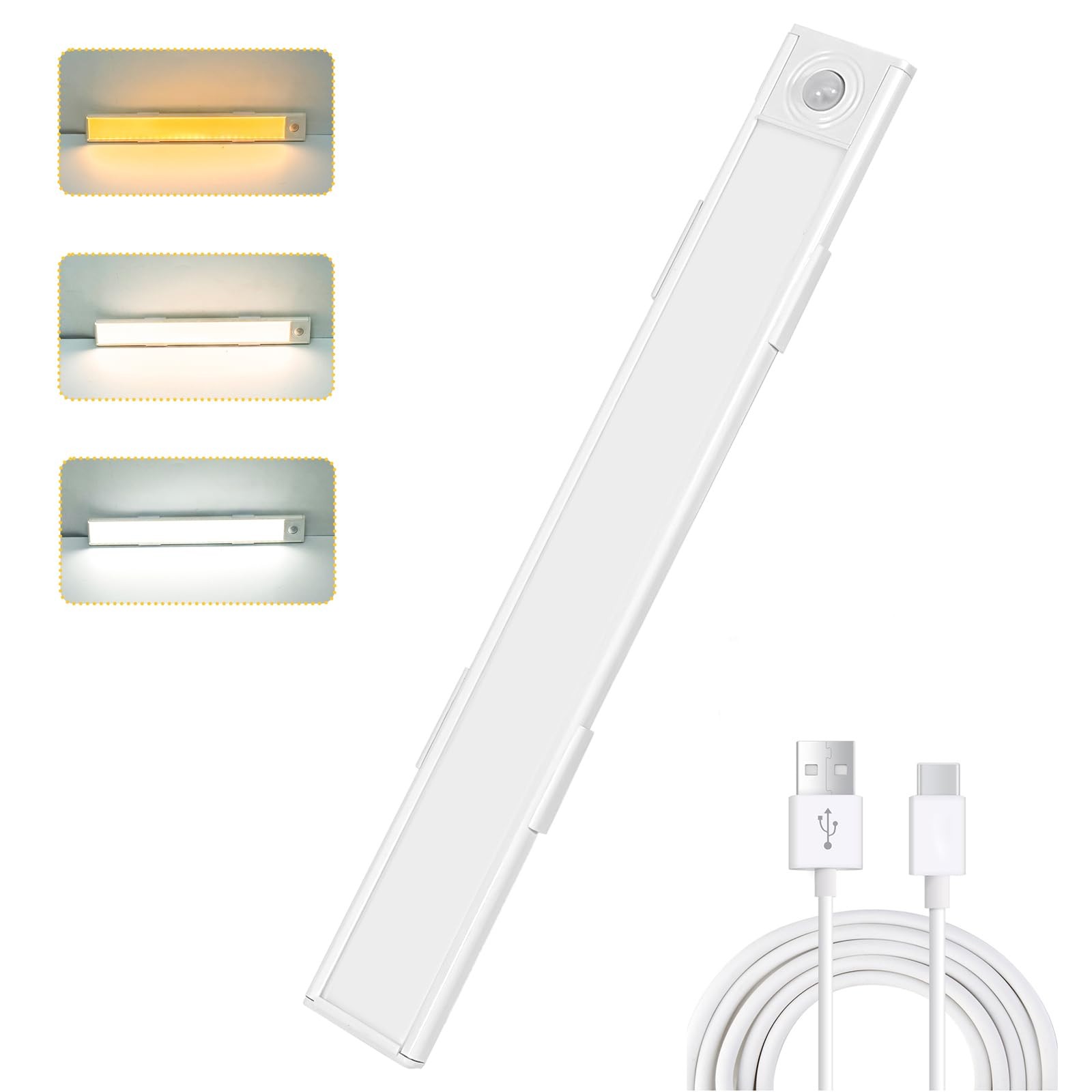 58 LED Motion Sensor Under Cabinet Lights, 3 Color Temperature Dimmable Ultra...
